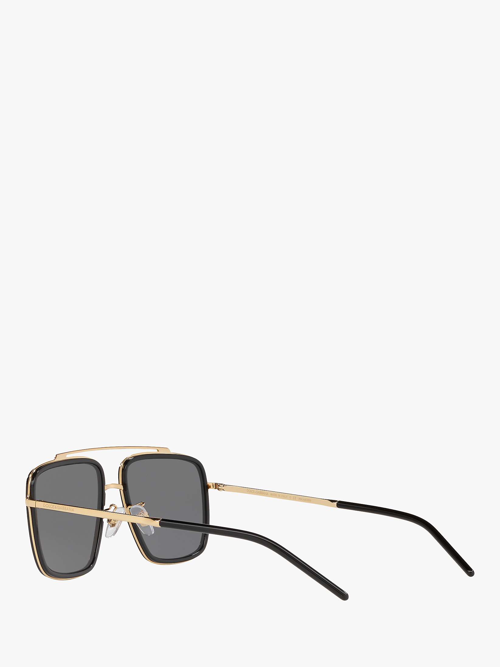 Buy Dolce & Gabbana DG2220 Men's Polarised Square Sunglasses, Gold/Black Online at johnlewis.com