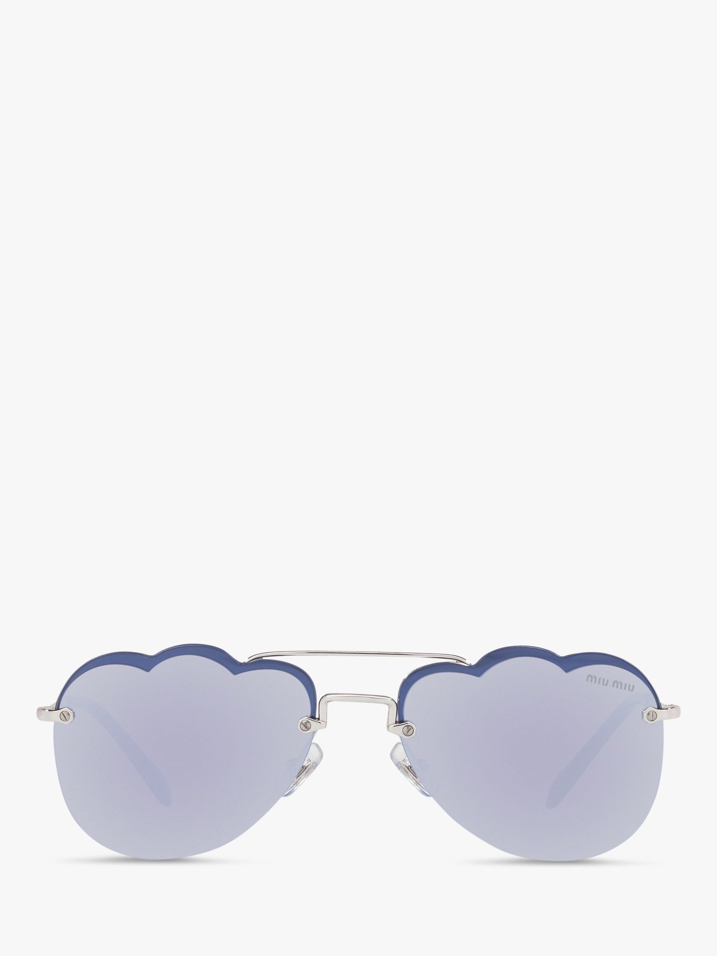 Buy Miu Miu MU 56US Women's Scalloped Aviator Sunglasses, Silver/Pink Online at johnlewis.com