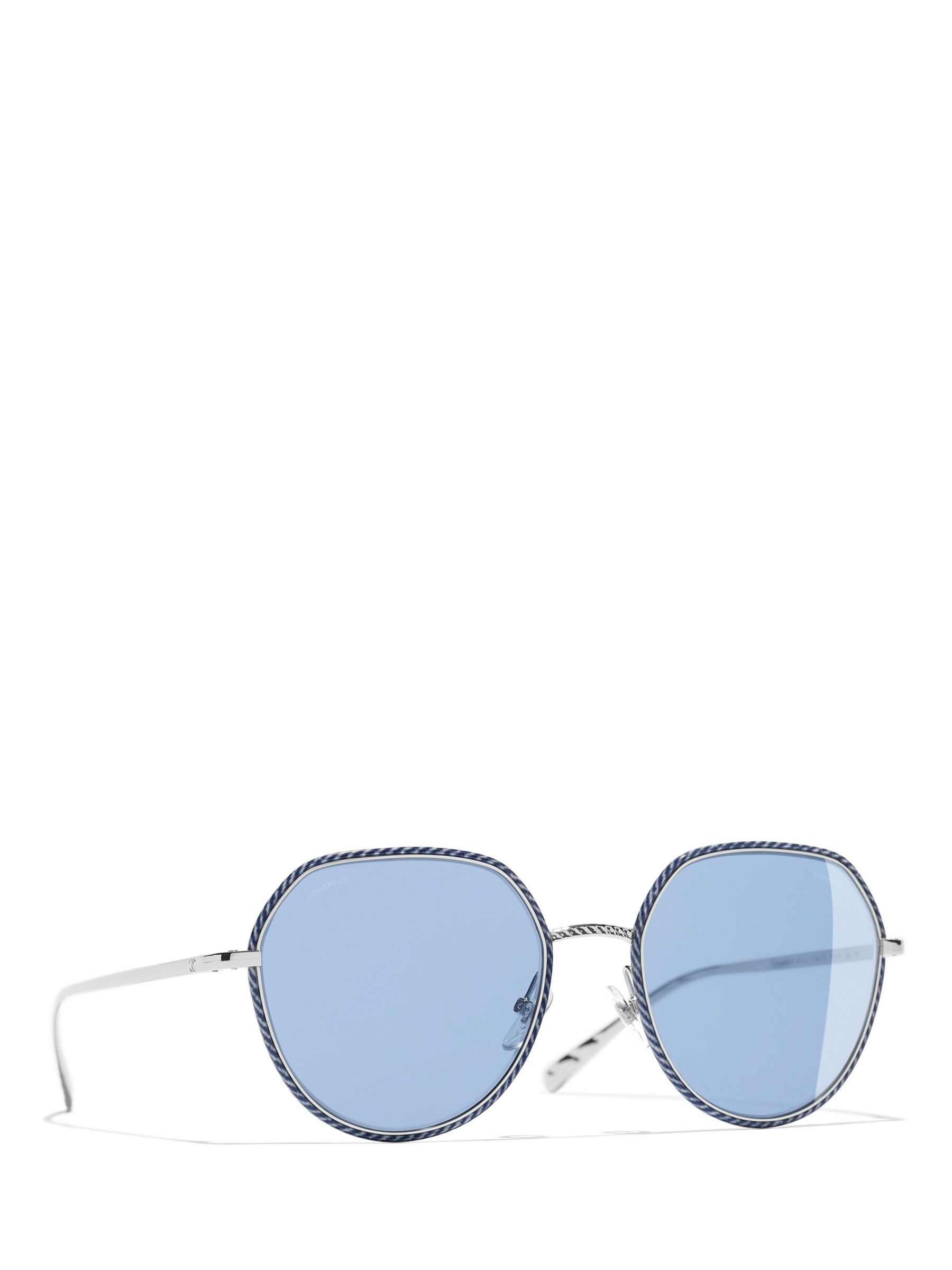 CHANEL Round Sunglasses CH4251J Silver/Blue at John Lewis & Partners