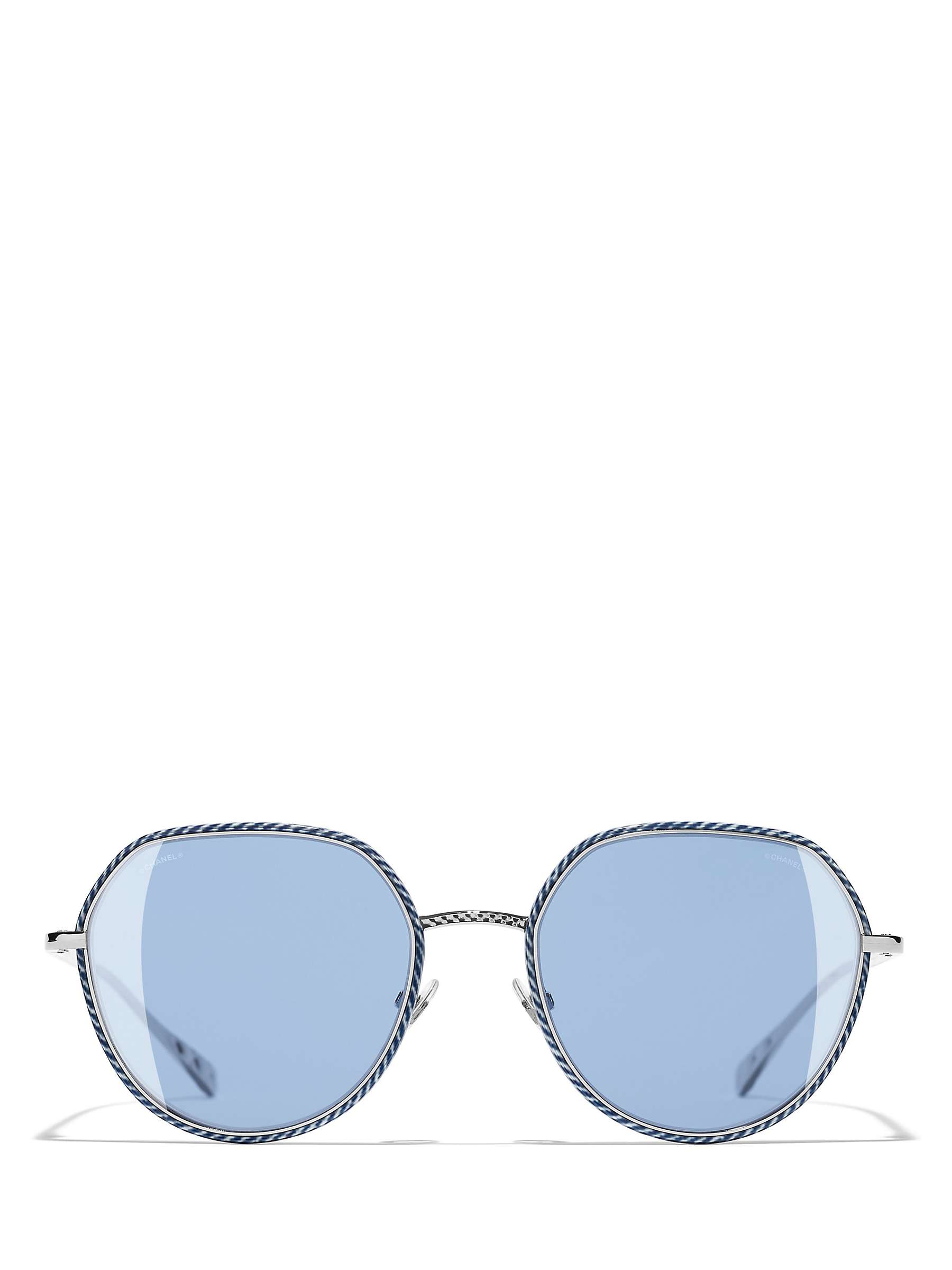 Buy CHANEL Round Sunglasses CH4251J Silver/Blue Online at johnlewis.com