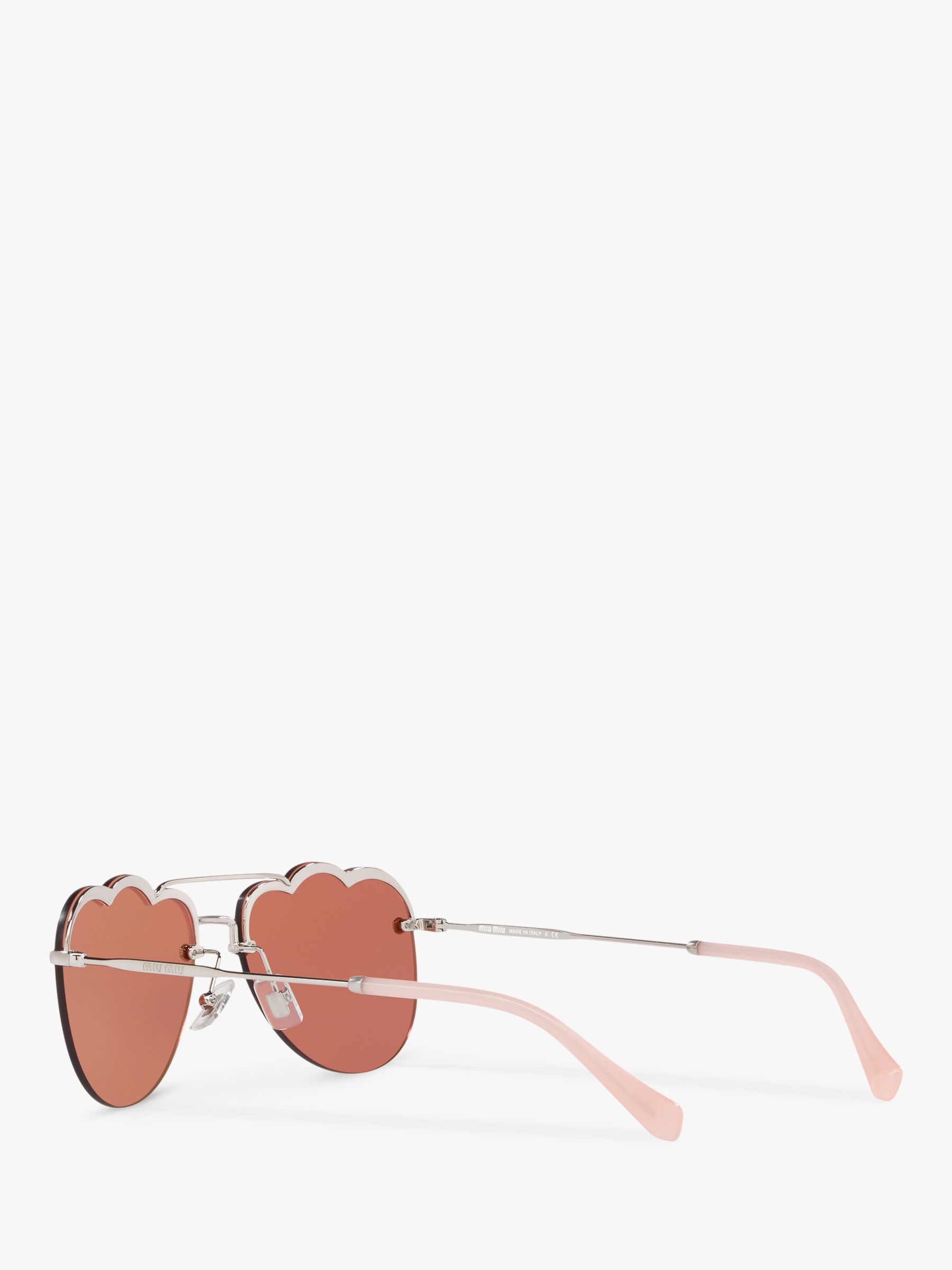 Buy Miu Miu MU 56US Women's Scalloped Aviator Sunglasses, Silver/Pink Online at johnlewis.com