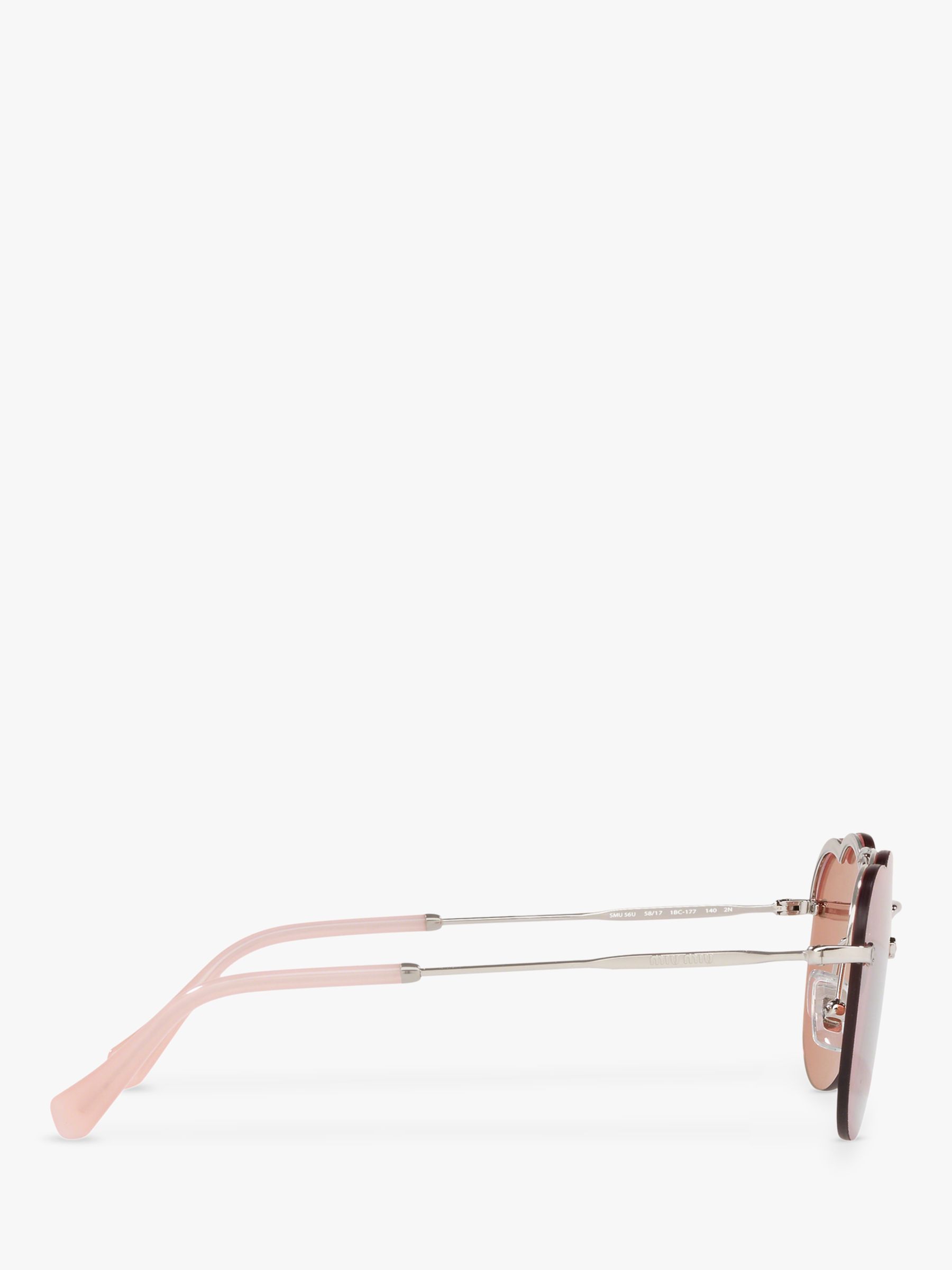 Buy Miu Miu MU 56US Women's Scalloped Aviator Sunglasses, Silver/Pink Online at johnlewis.com