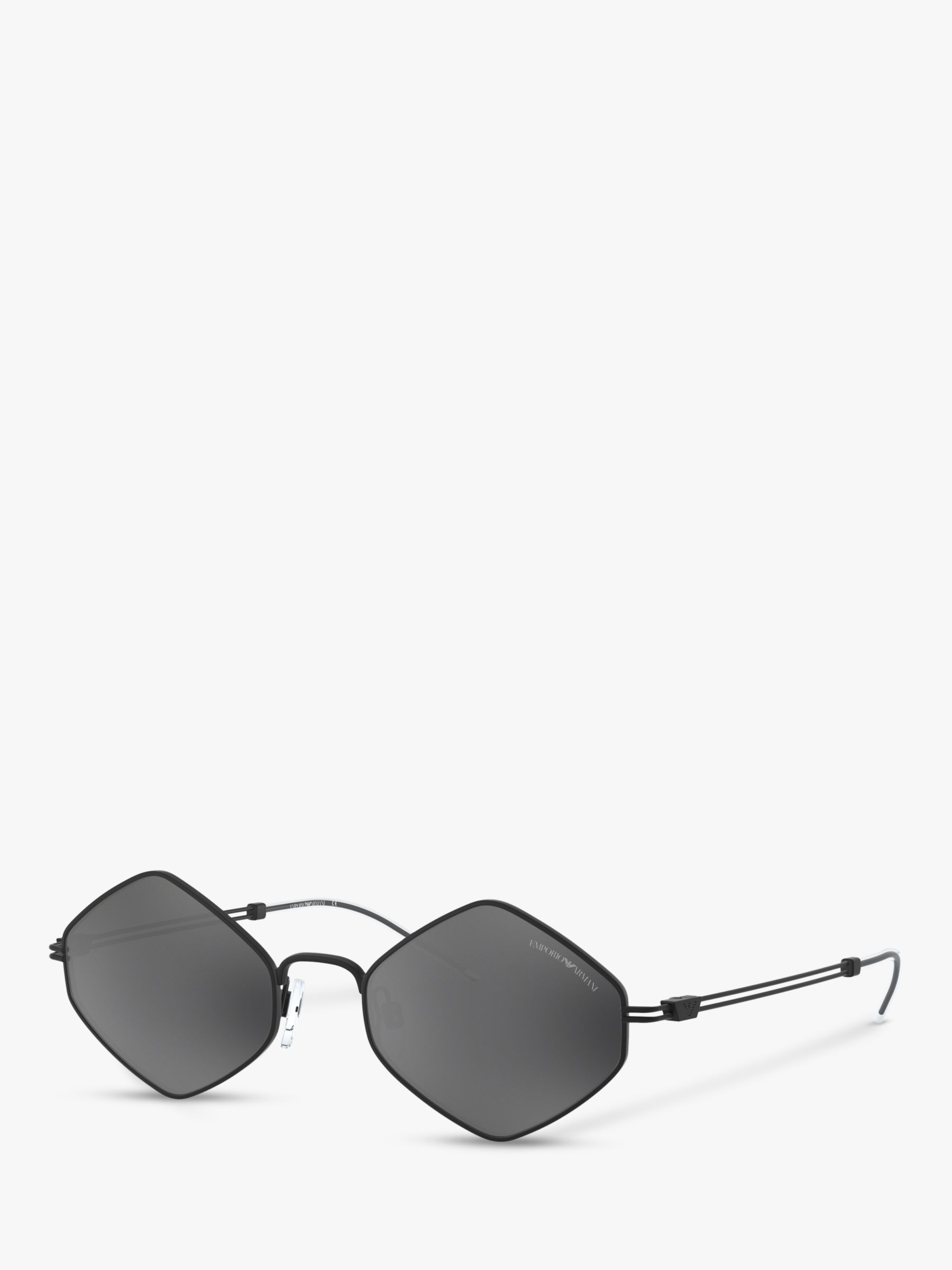 Emporio Armani EA2085 Men's Irregular Oval Sunglasses, Black/Grey