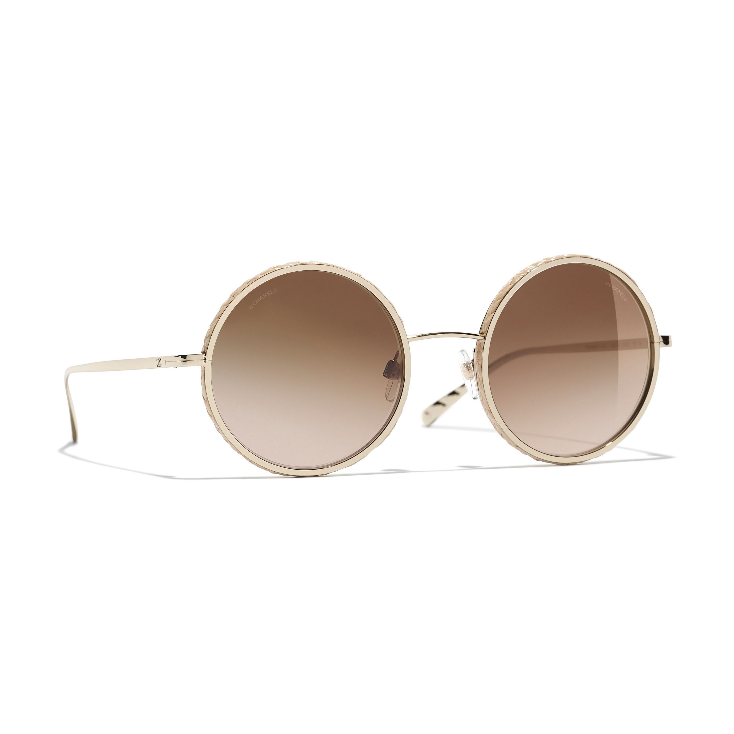CHANEL Round Sunglasses CH4250 Gold/Brown Gradient at John Lewis & Partners