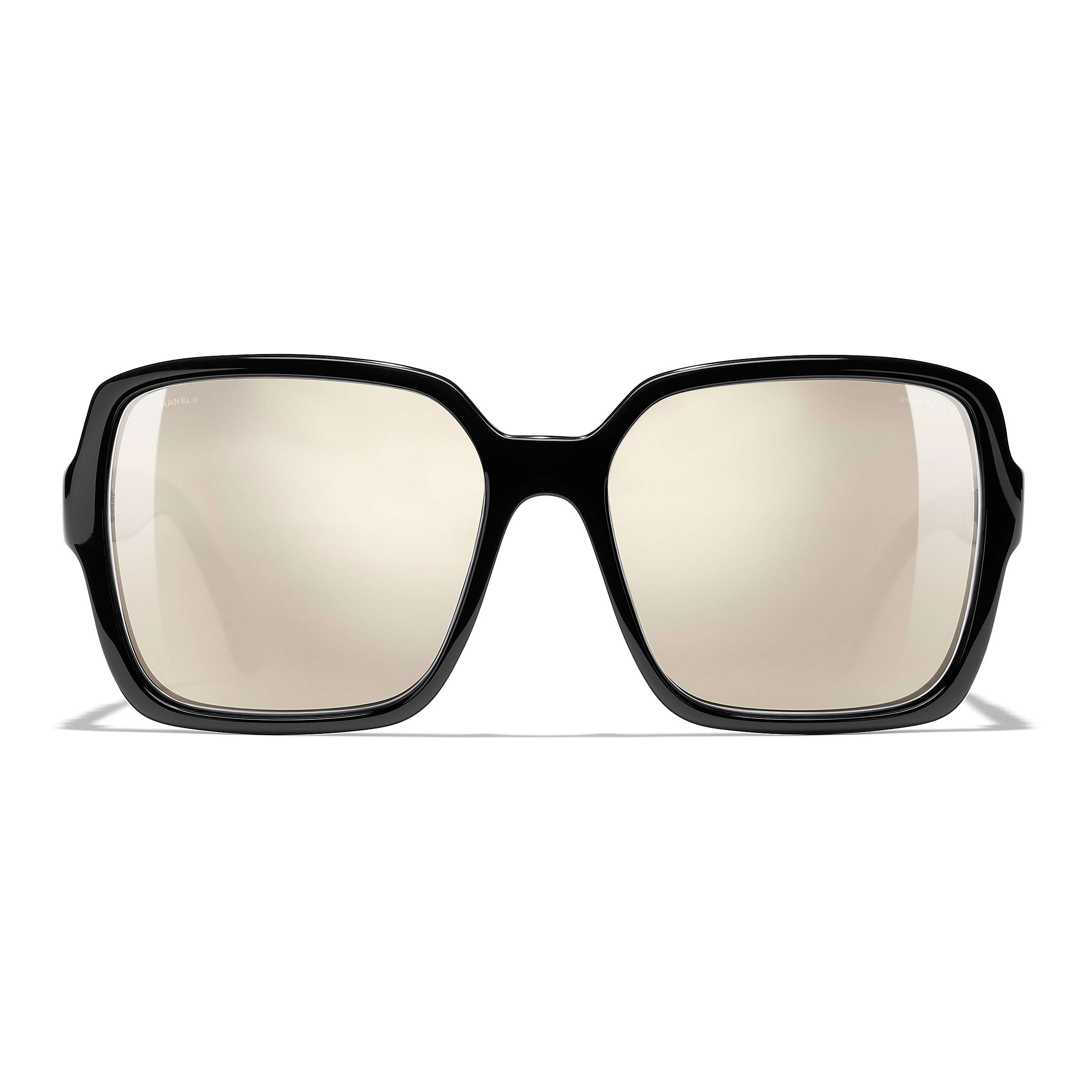 Buy CHANEL Rectangular Sunglasses CH5408 Black/Mirror Gold Online at johnlewis.com