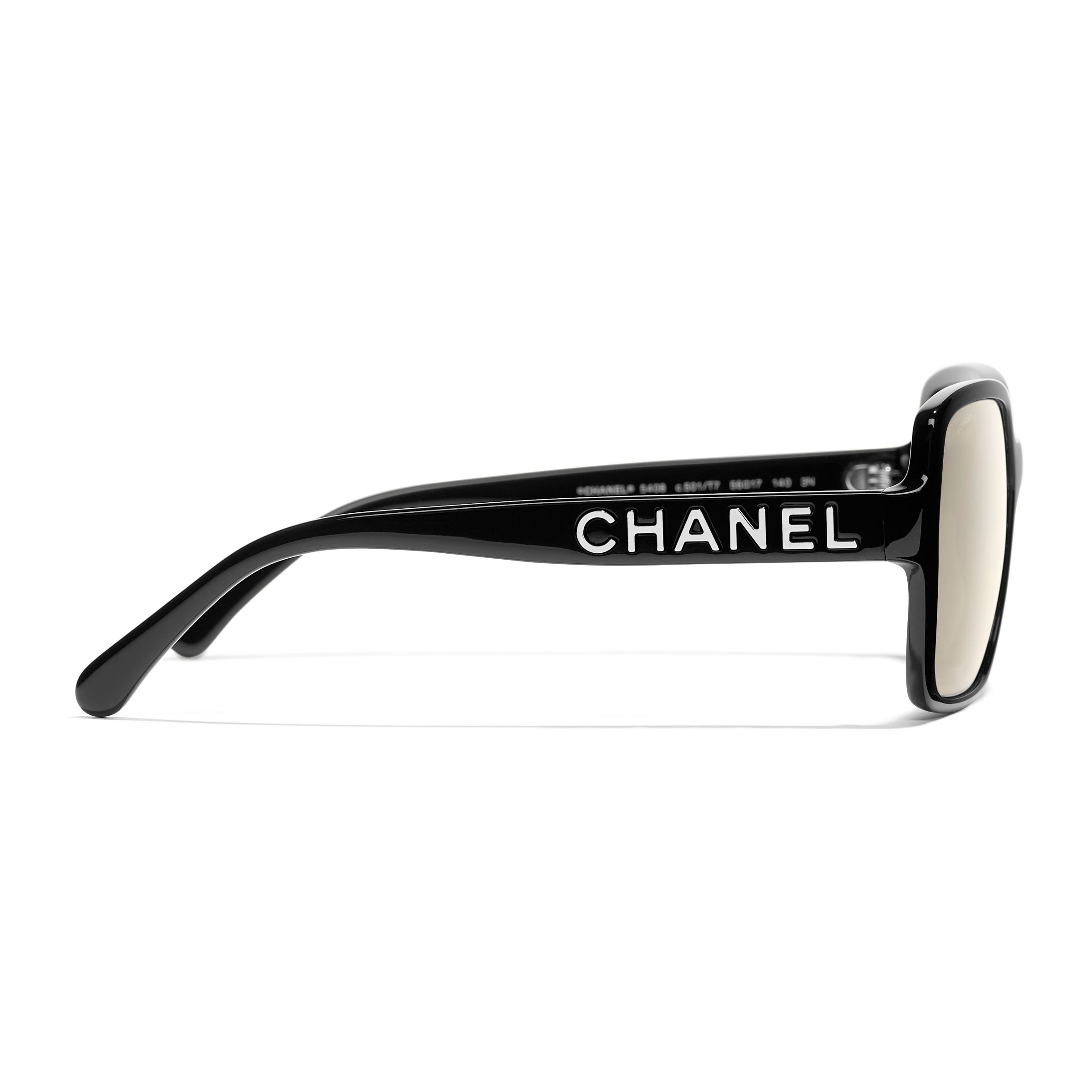 CHANEL Rectangular Sunglasses CH5408 Black/Mirror Gold at John Lewis ...