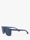 Emporio Armani EA4129 Men's Square Sunglasses, Matte Blue/Blue