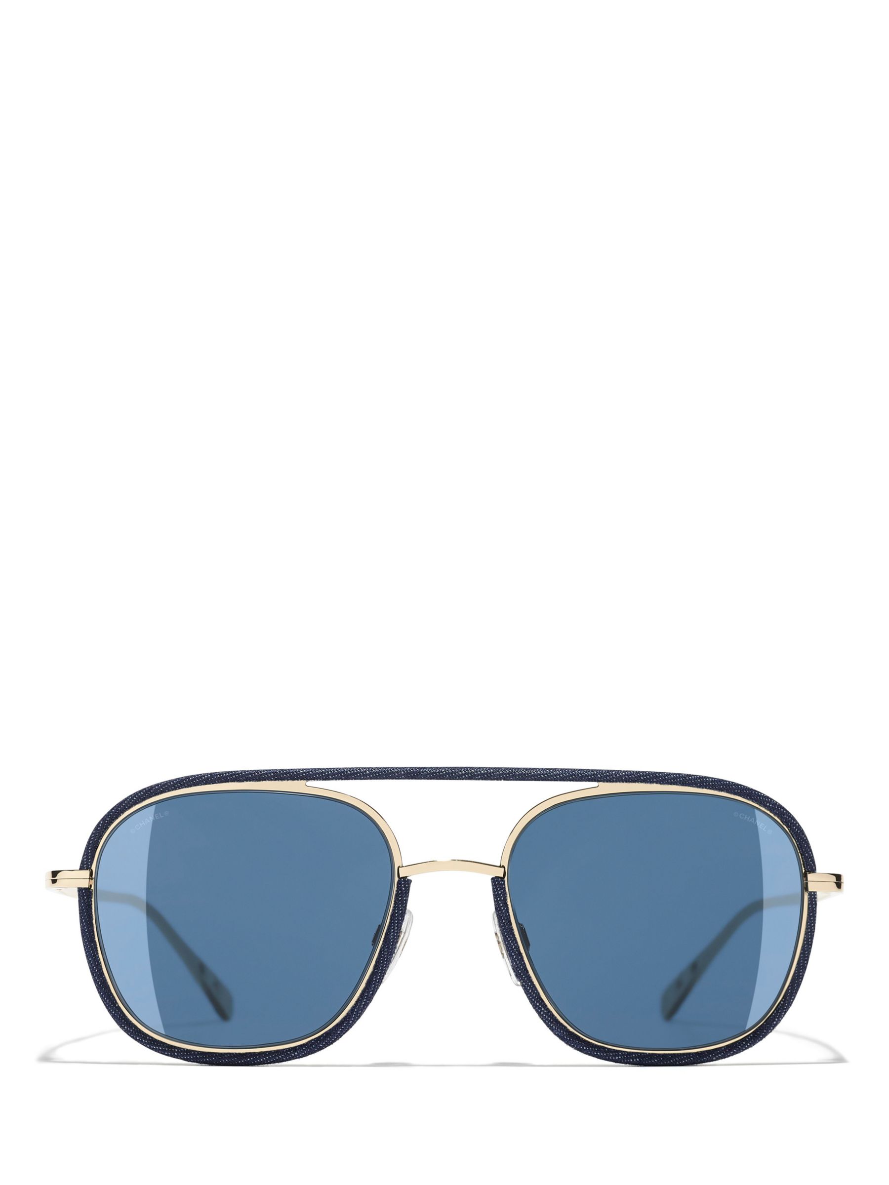 CHANEL Metal Denim Pilot Sunglasses 4249-J Gold Dark Blue 751947