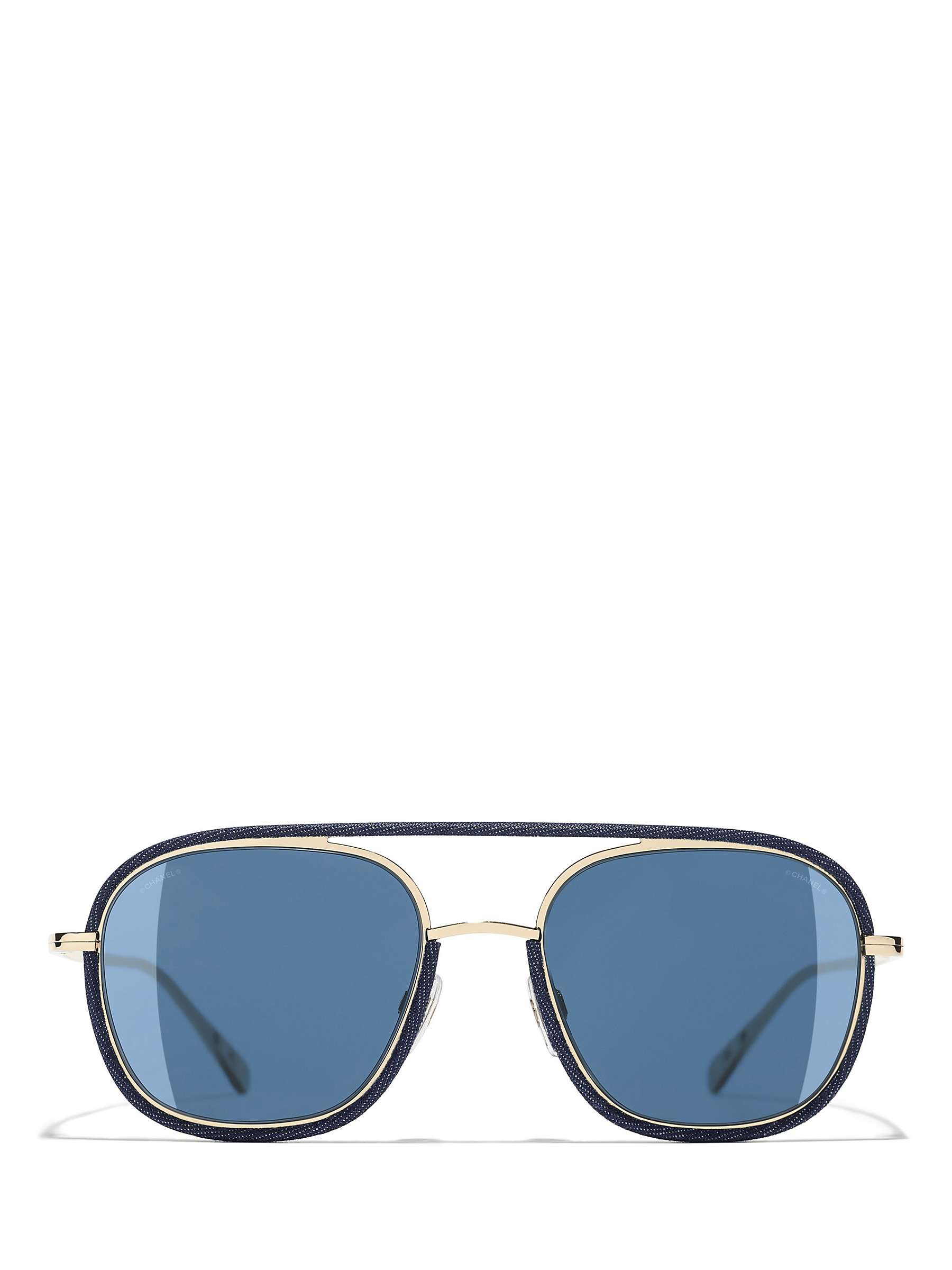 CHANEL Oval Sunglasses CH4249J Gold/Blue at John Lewis & Partners