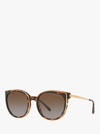 Michael Kors MK2089U Women's Harbour Polarised Square Sunglasses, Dark Tortoise/Brown Gradient