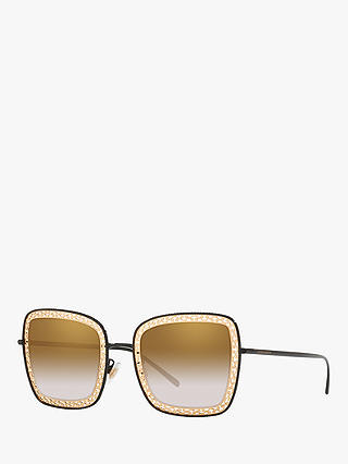 Dolce & Gabbana DG2225 Women's Square Sunglasses, Black/Brown Gradient