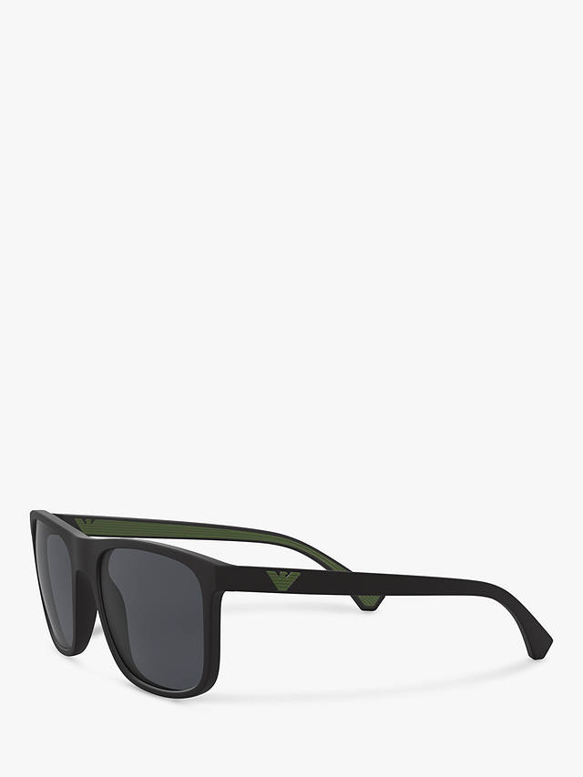 Emporio Armani EA4129 Men's Square Sunglasses, Matte Black/Grey