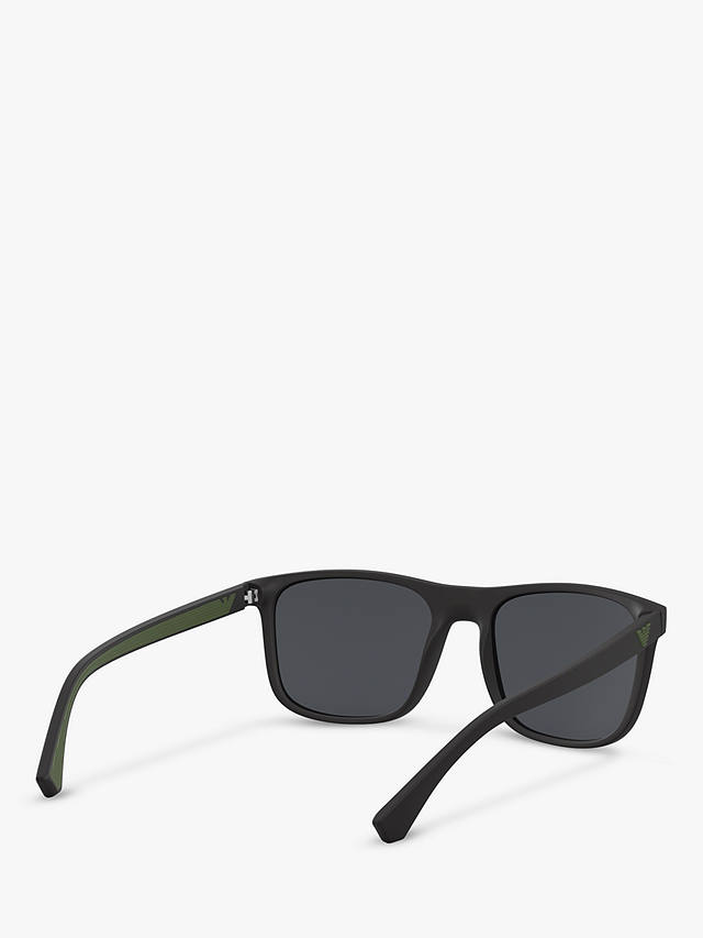 Emporio Armani EA4129 Men's Square Sunglasses, Matte Black/Grey
