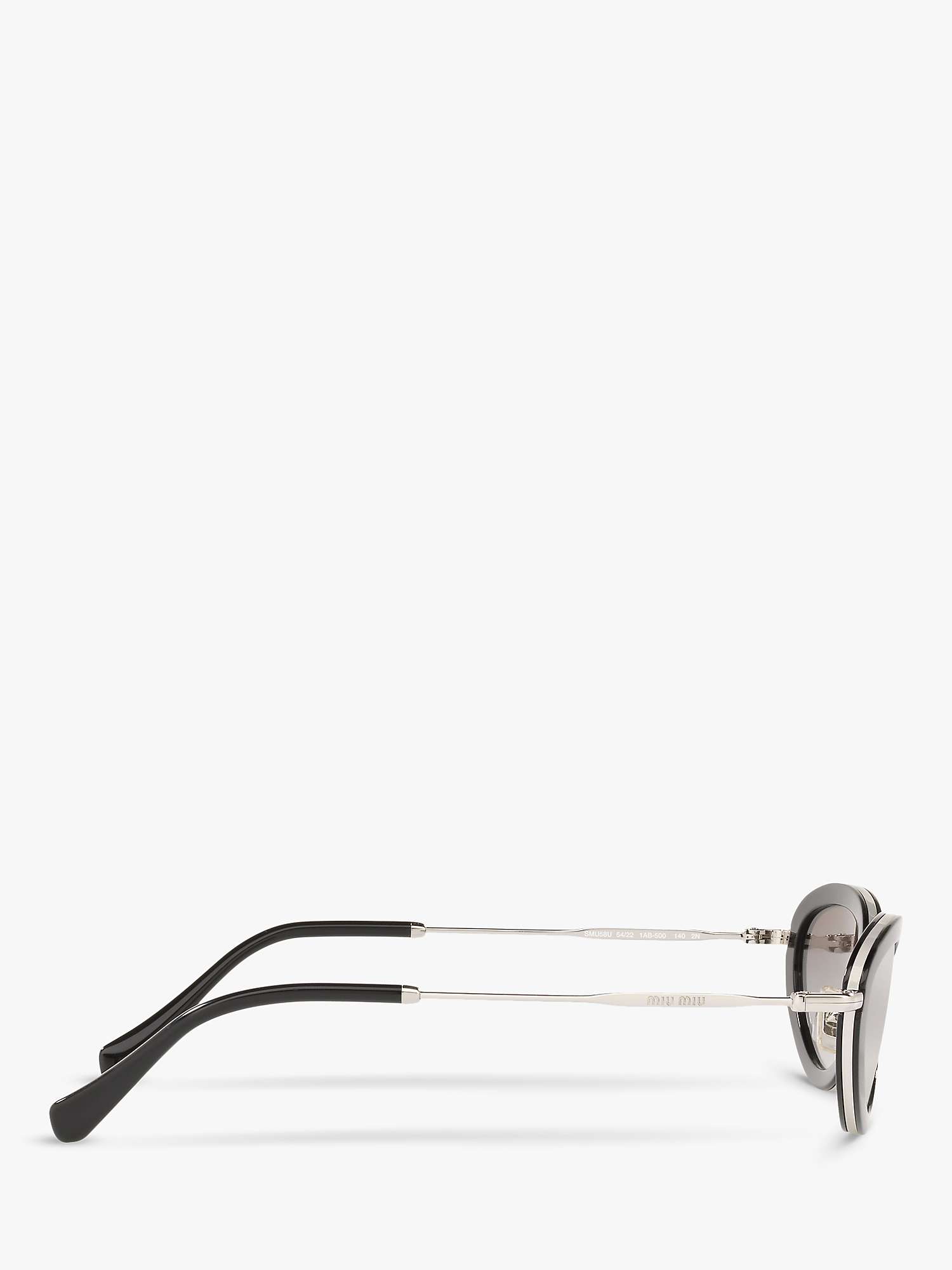 Buy Miu Miu MU 58US Women's Oval Sunglasses, Black/Mirror Grey Online at johnlewis.com