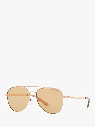 Michael Kors MK1045 Women's San Diego Aviator Sunglasses, Rose Gold/Gold
