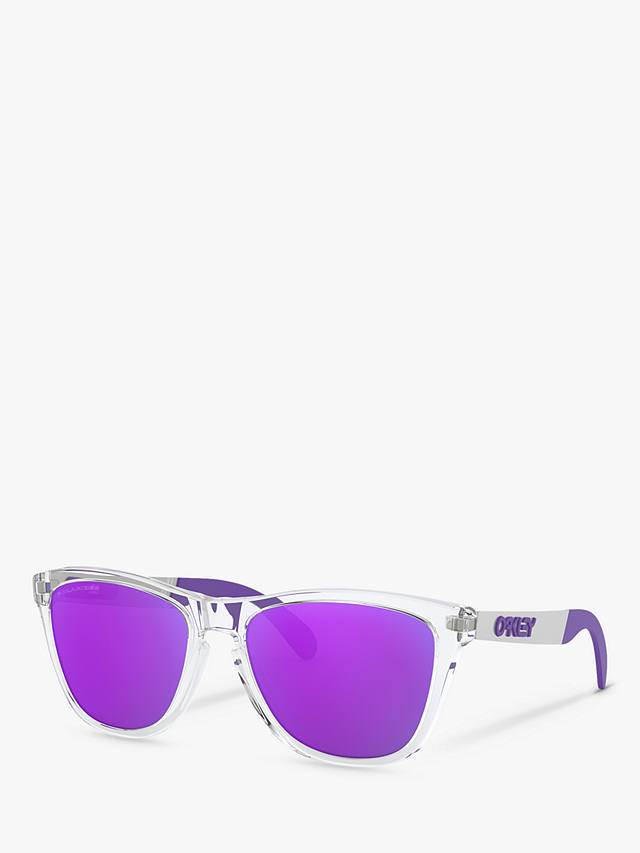 Oakley OO9428 Men's Frogskins Polarised Square Sunglasses, Clear Mix/Purple