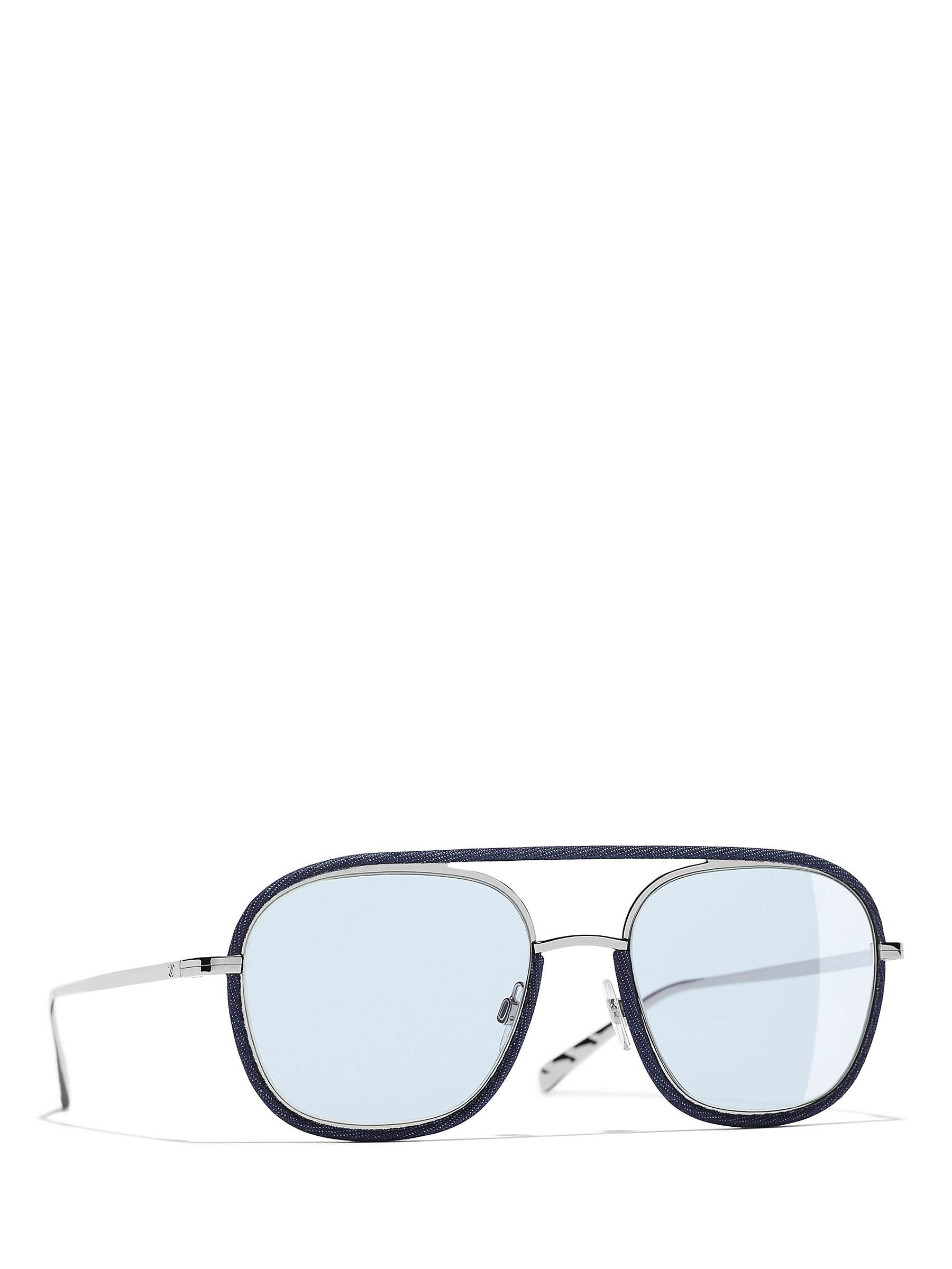 Buy CHANEL Oval Sunglasses CH4249J Silver/Light Blue Online at johnlewis.com