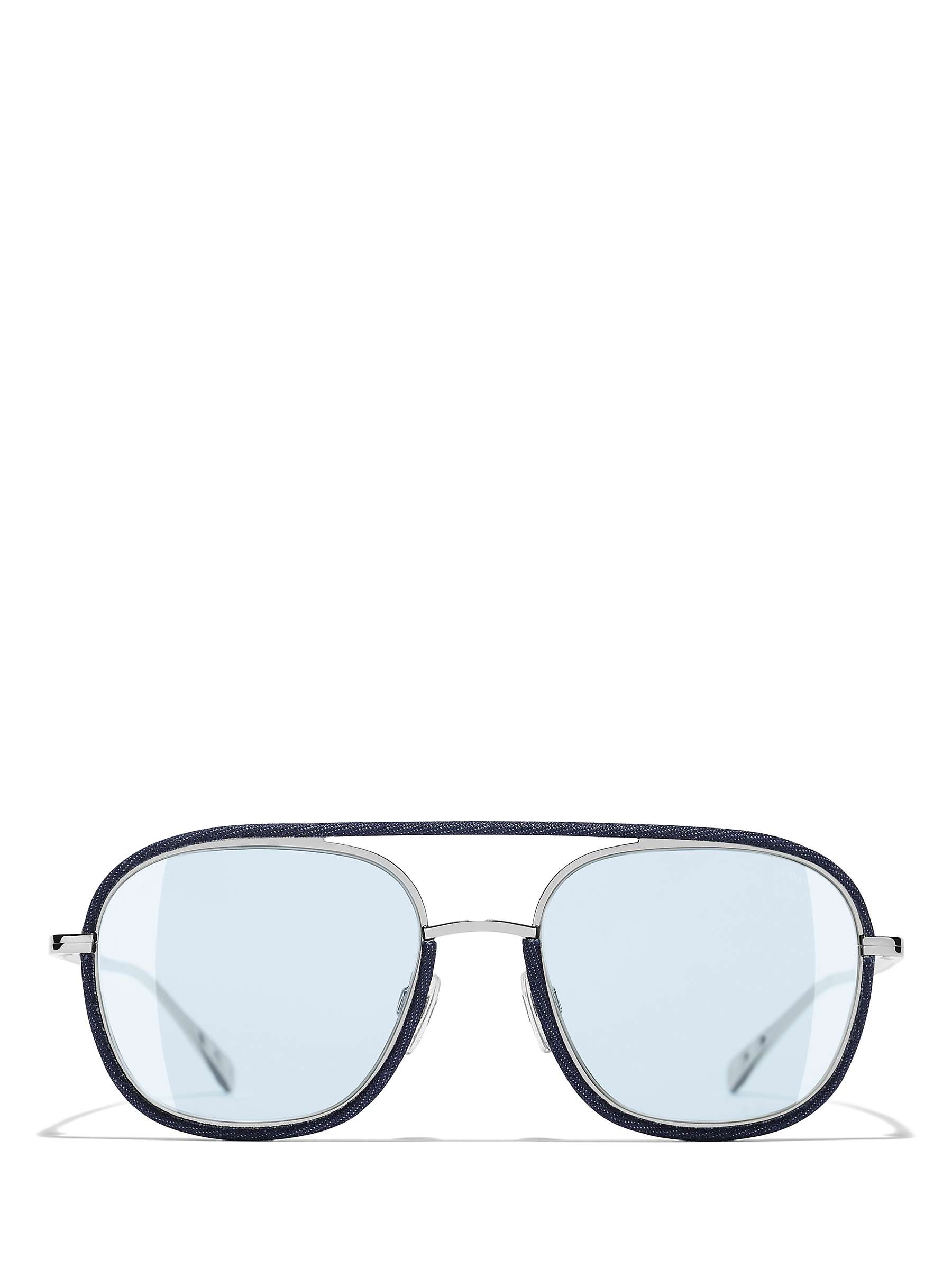 Buy CHANEL Oval Sunglasses CH4249J Silver/Light Blue Online at johnlewis.com