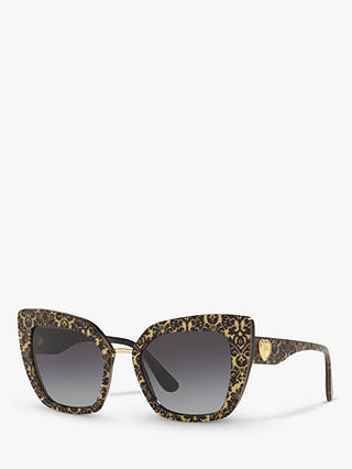 Dolce & Gabbana DG4359 Women's Cat's Eye Sunglasses, Damasco Glitter/Black Gradient