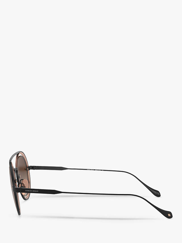 Giorgio Armani AR6085 Men's Round Sunglasses, Matte Black/Bronze Gradient