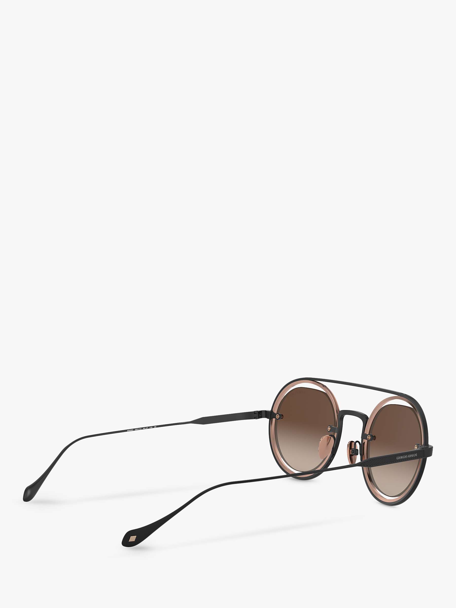 Buy Giorgio Armani AR6085 Men's Round Sunglasses, Matte Black/Bronze Gradient Online at johnlewis.com