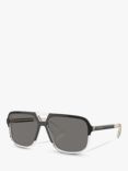 Dolce & Gabbana DG4354 Men's Polarised Square Sunglasses, Black Clear/Grey