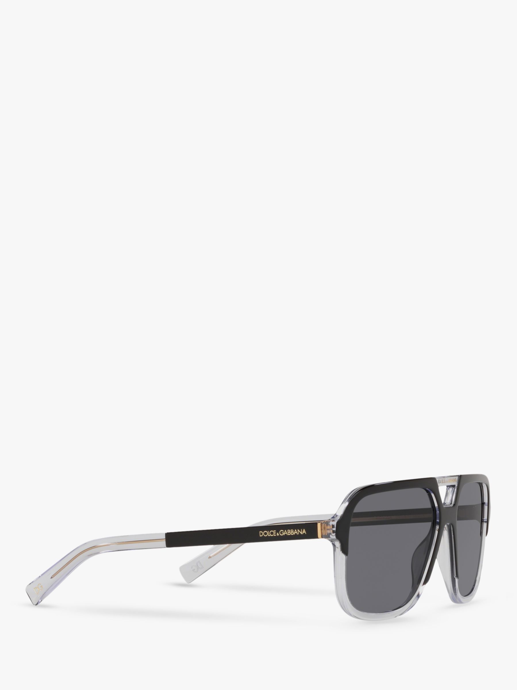 Buy Dolce & Gabbana DG4354 Men's Polarised Square Sunglasses, Black Clear/Grey Online at johnlewis.com