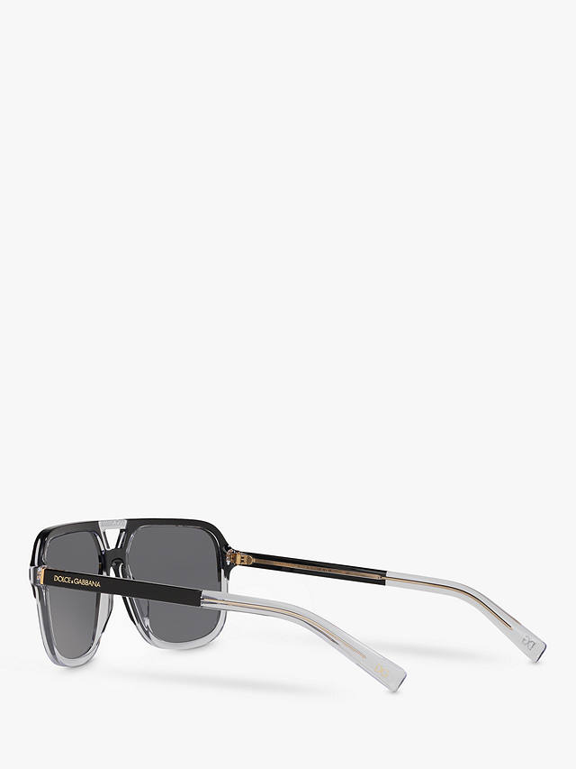 Dolce & Gabbana DG4354 Men's Polarised Square Sunglasses, Black Clear/Grey
