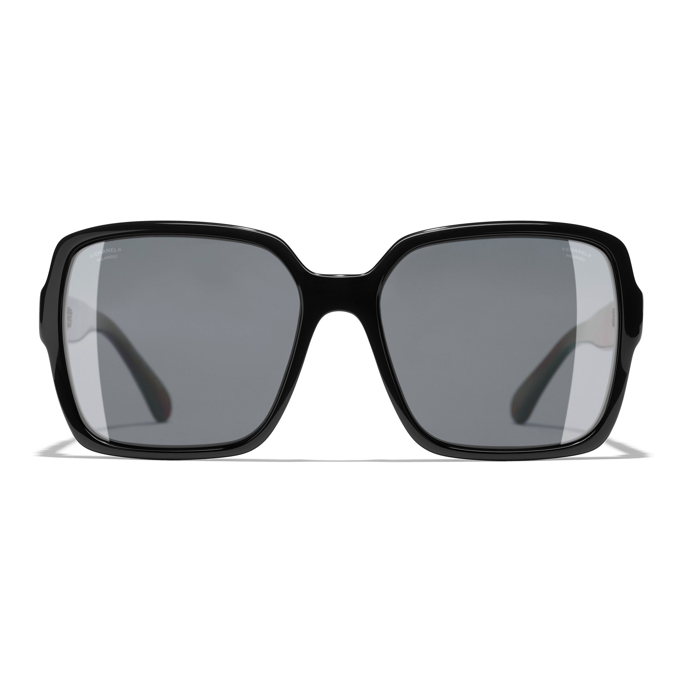 CHANEL Rectangular Sunglasses CH5408 Black/Grey at John Lewis