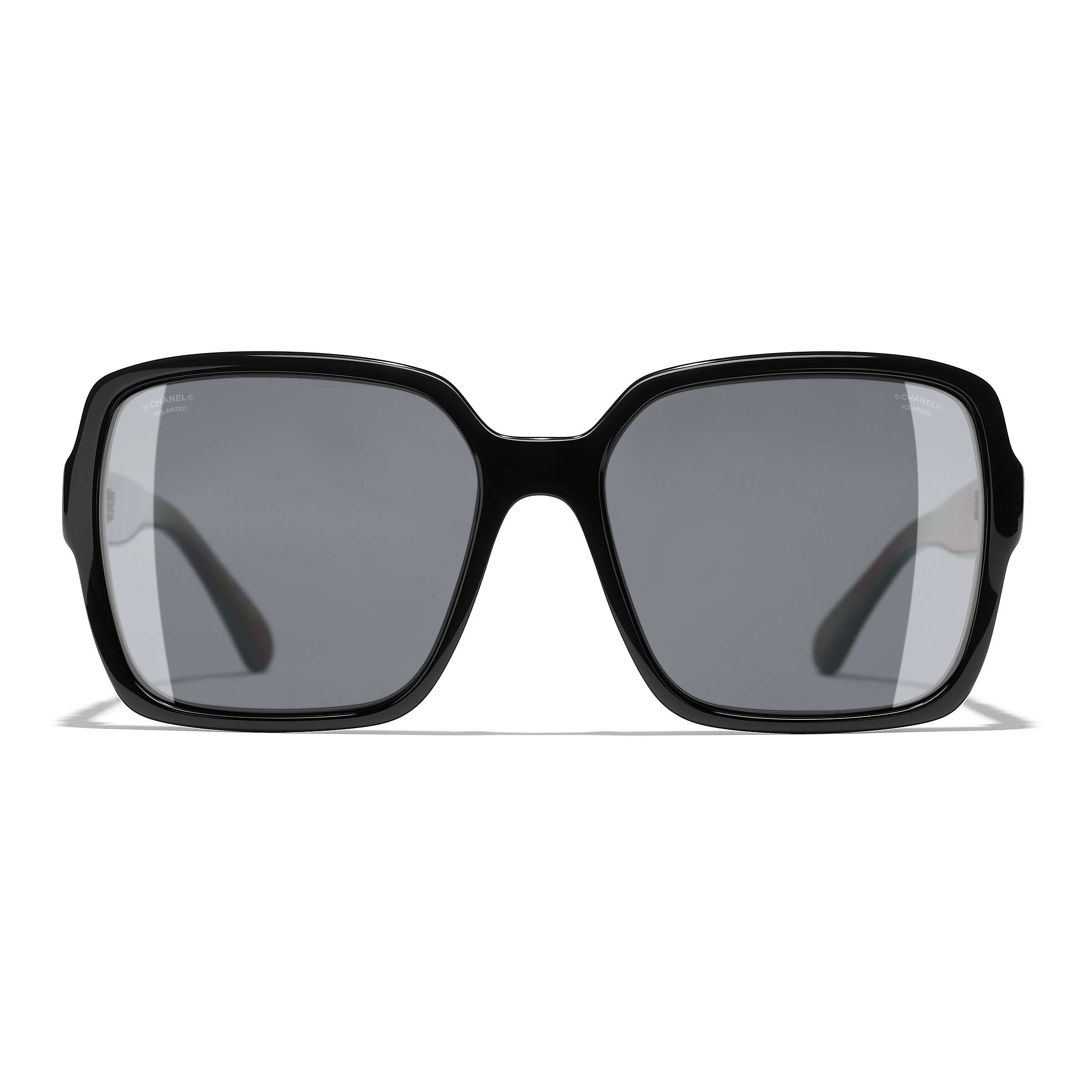 Buy CHANEL Rectangular Sunglasses CH5408 Black/Grey Online at johnlewis.com