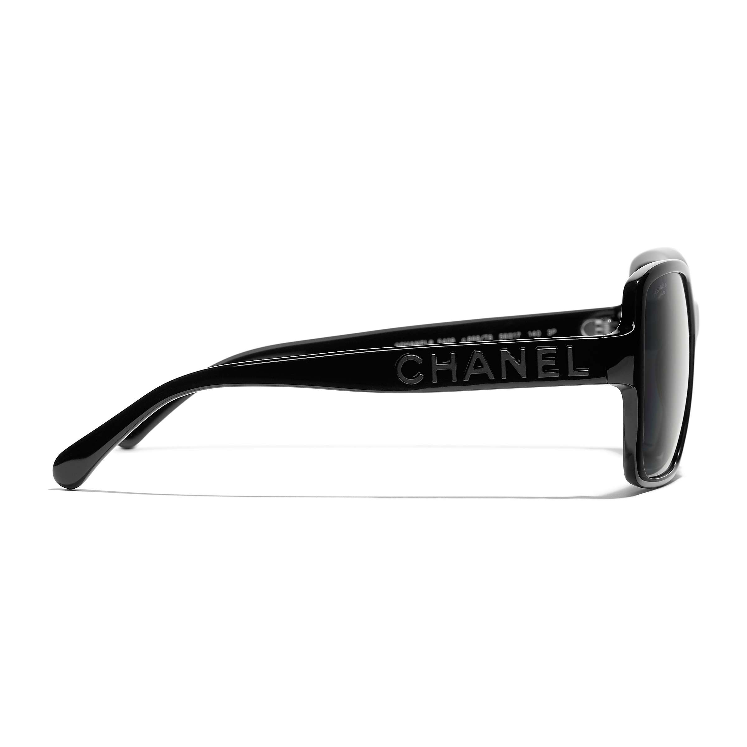 Buy CHANEL Rectangular Sunglasses CH5408 Black/Grey Online at johnlewis.com