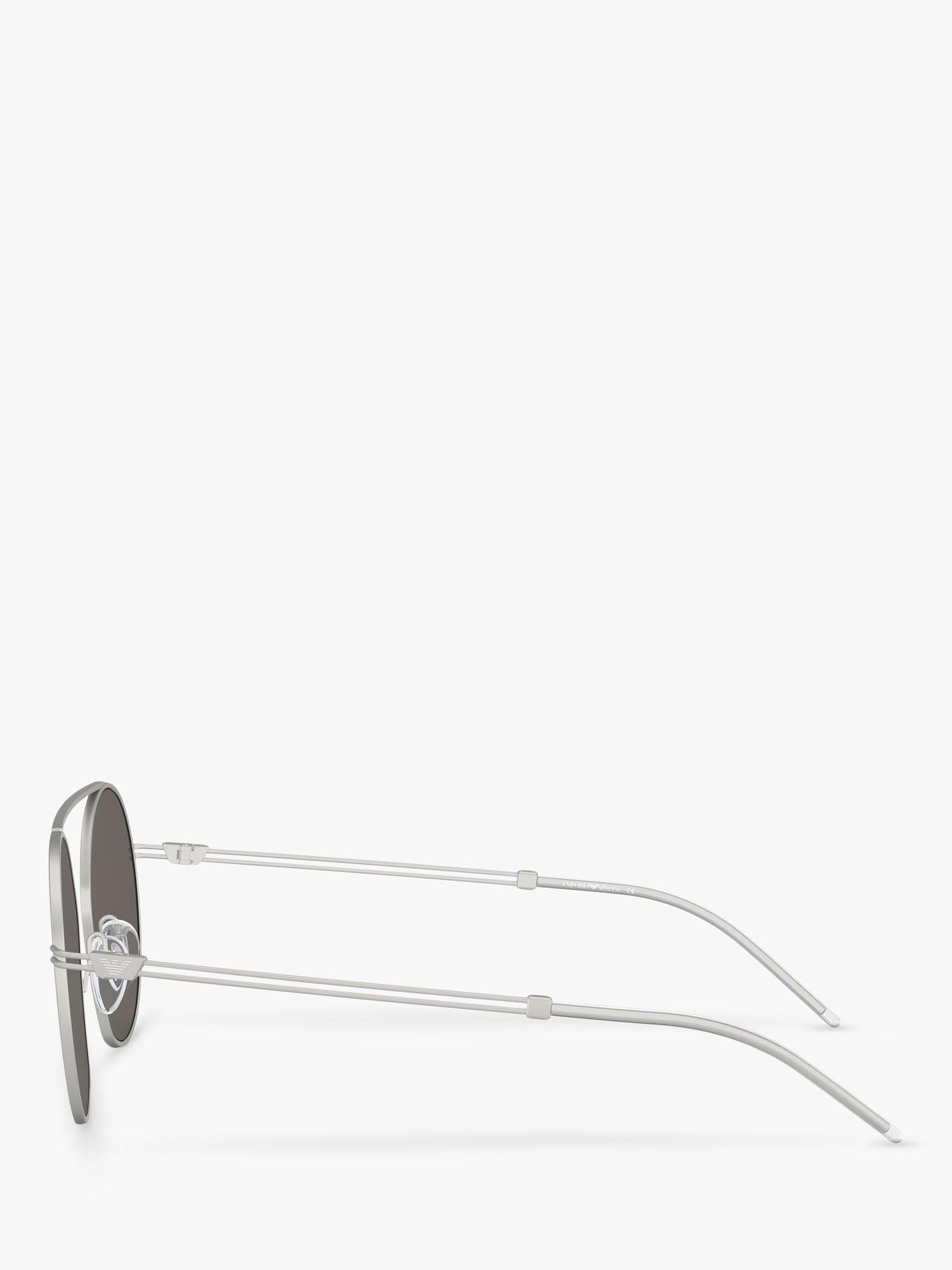 Buy Emporio Armani EA2078 Men's Asymmetric Round Sunglasses, Matte Silver Online at johnlewis.com