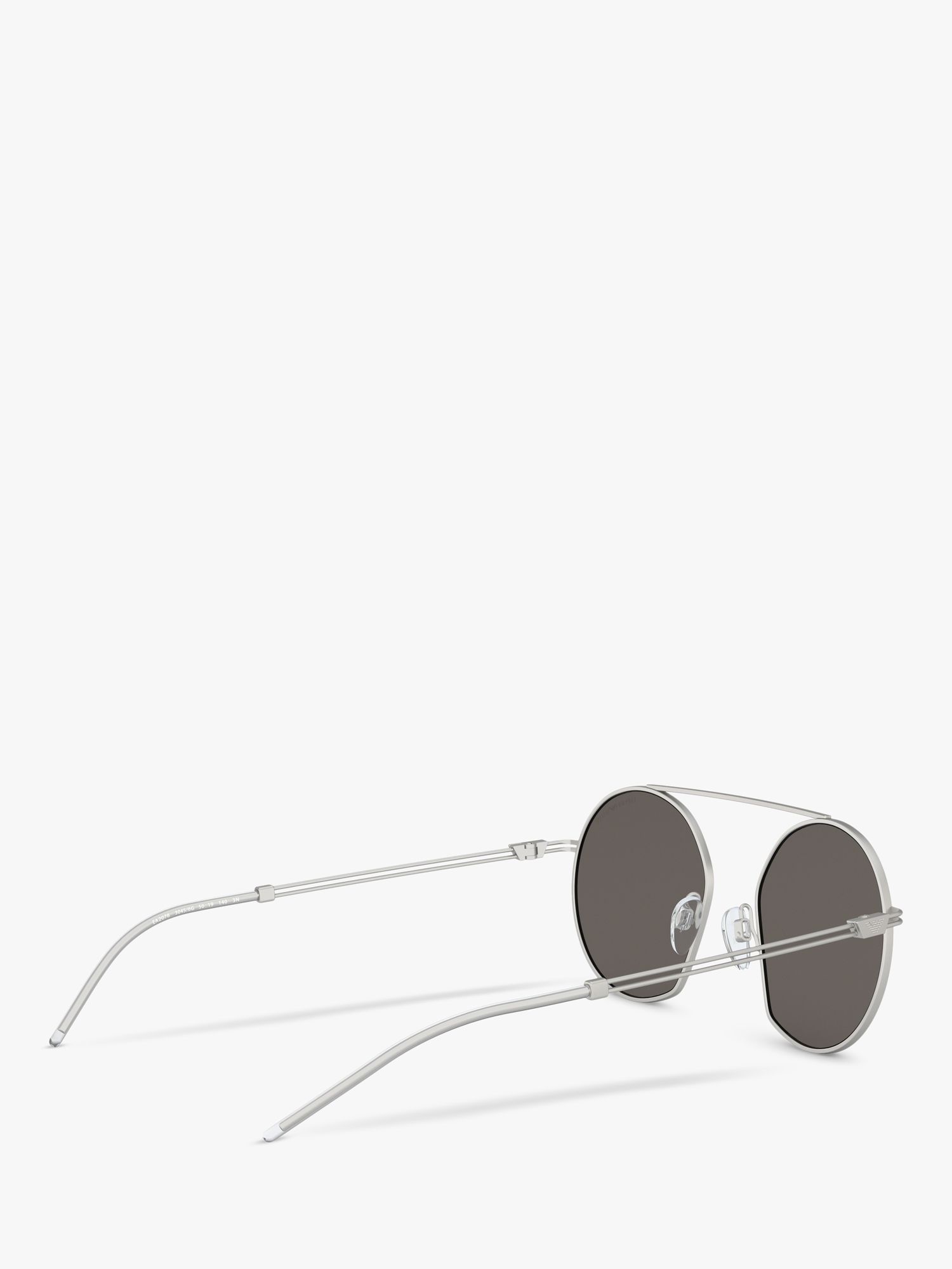 Emporio Armani EA2078 Men's Asymmetric Round Sunglasses, Matte Silver