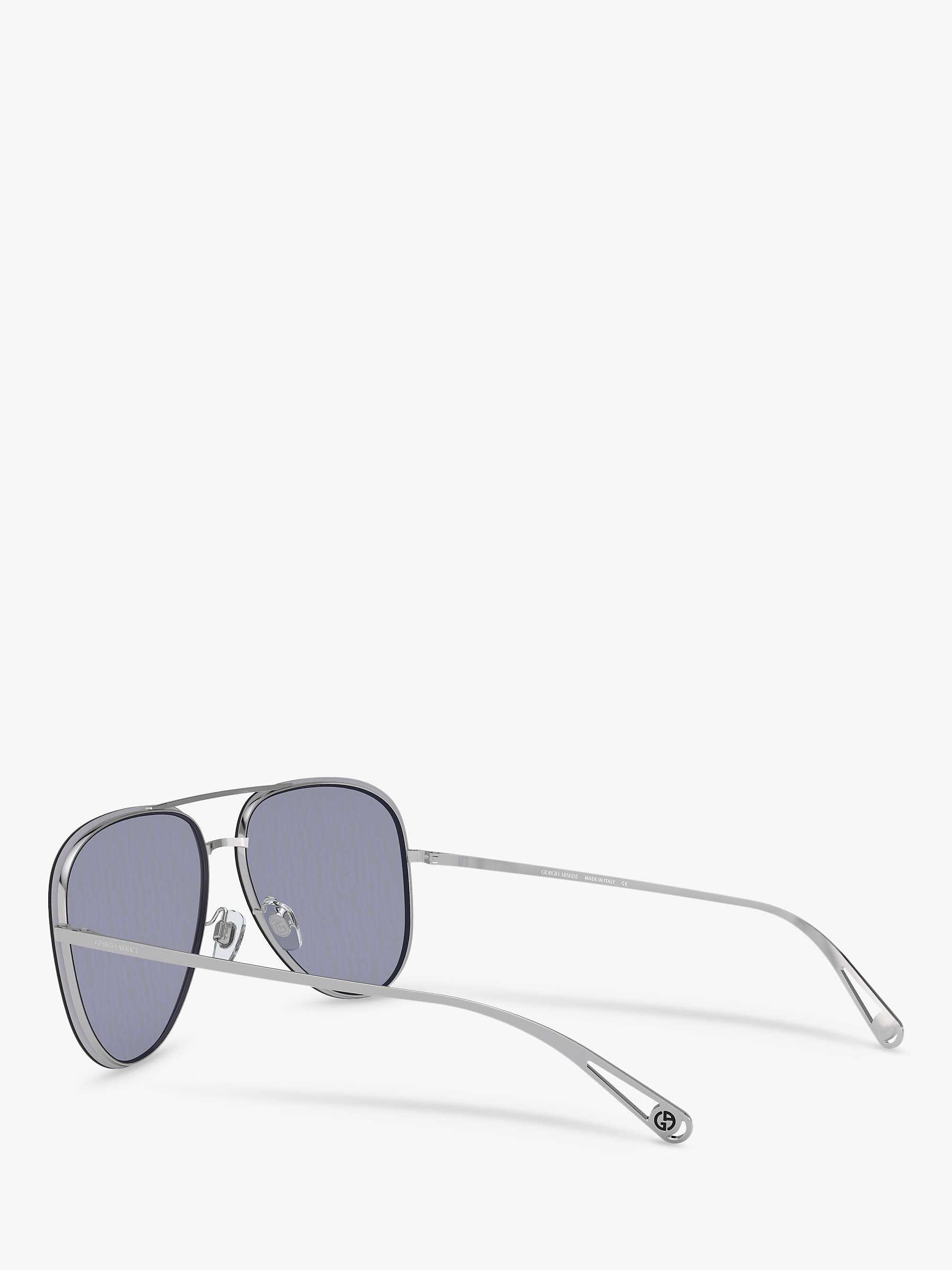 Buy Giorgio Armani AR6084 Women's Aviator Sunglasses, Silver/Blue Online at johnlewis.com