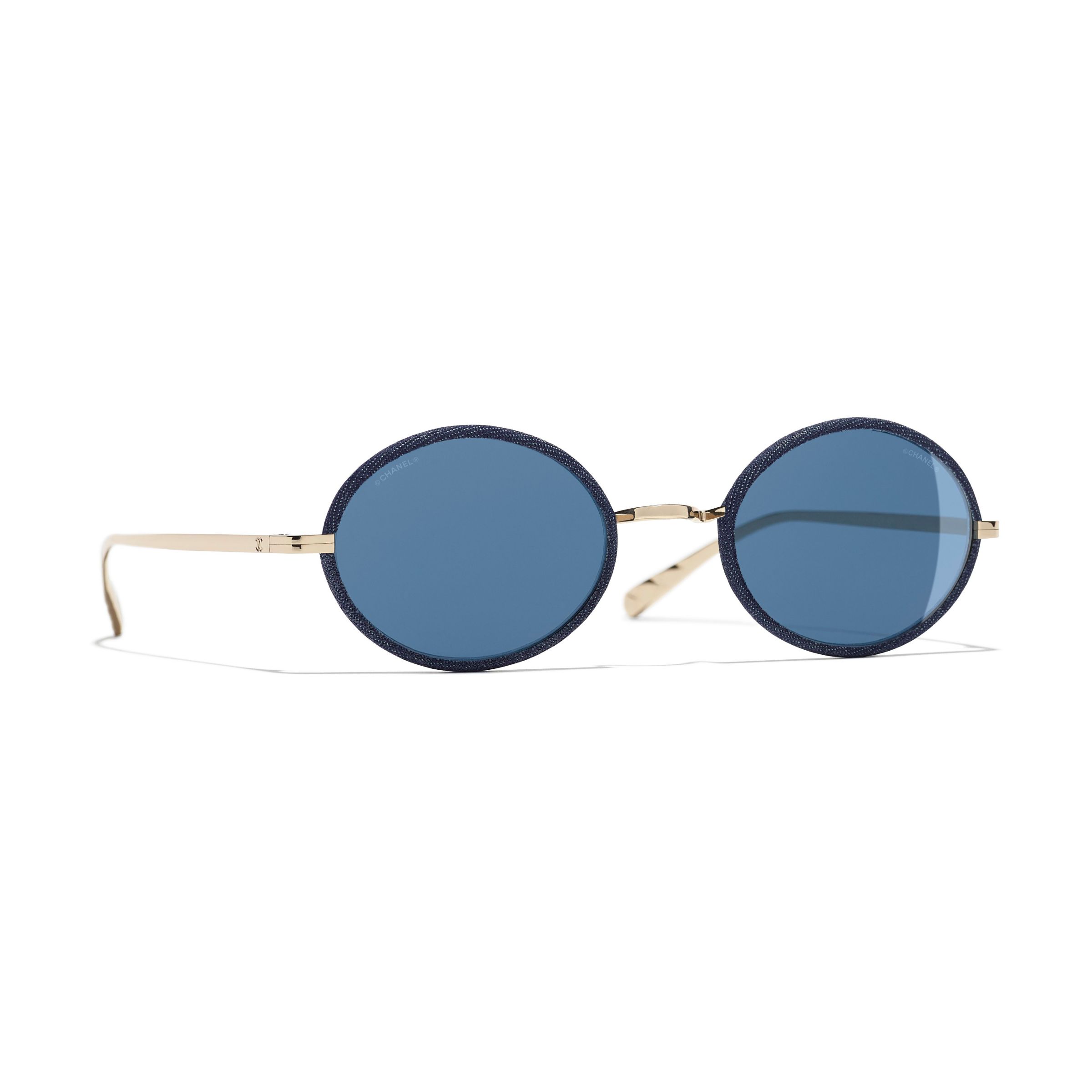 CHANEL Oval Sunglasses CH4248J Gold/Blue at John Lewis & Partners