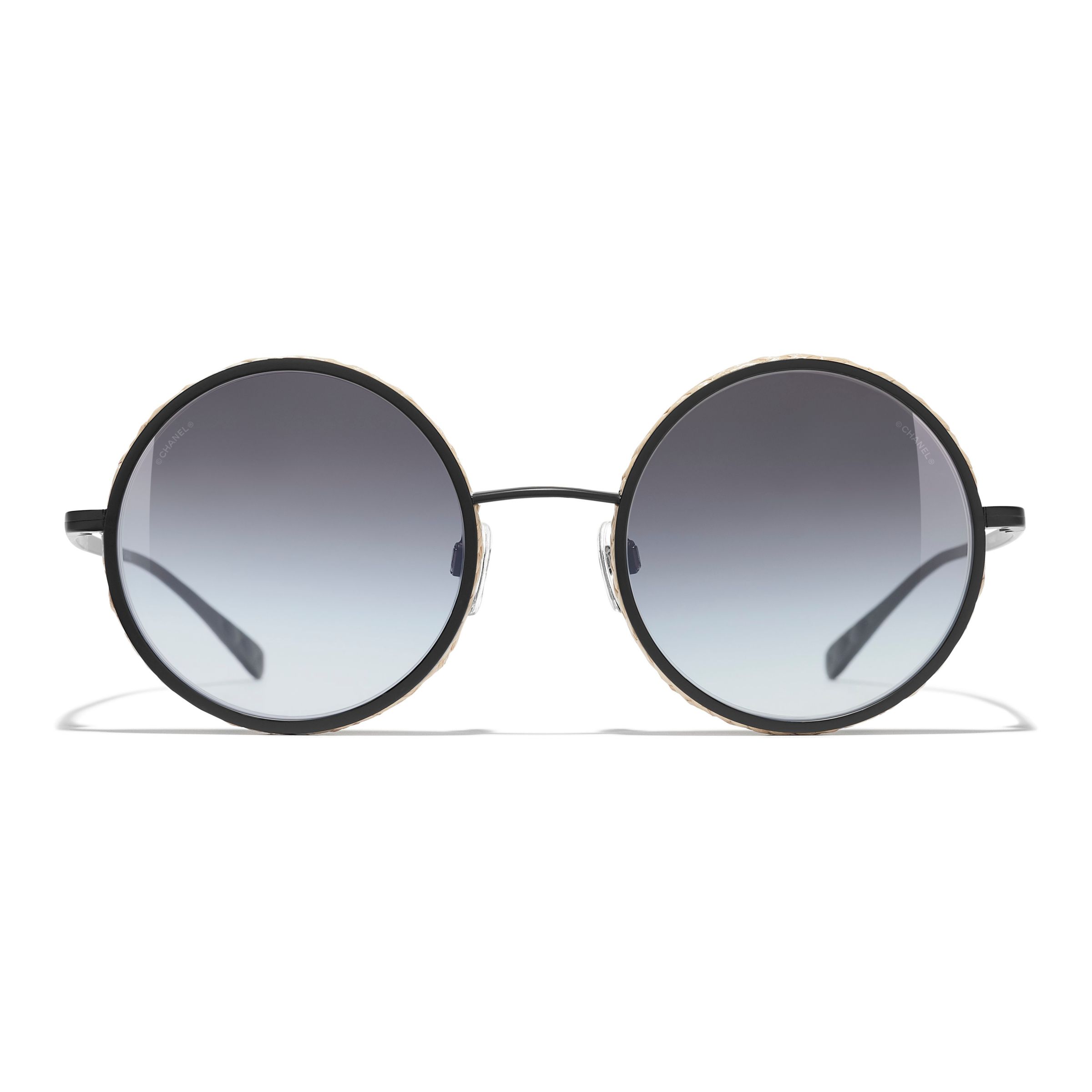 CHANEL Round Sunglasses CH4250 Black/Grey Gradient at John Lewis & Partners