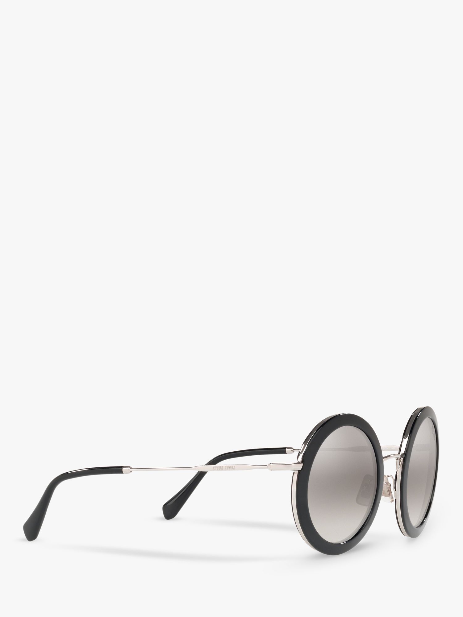 Miu Miu MU 59US Women's Round Sunglasses, Black/Mirror Grey