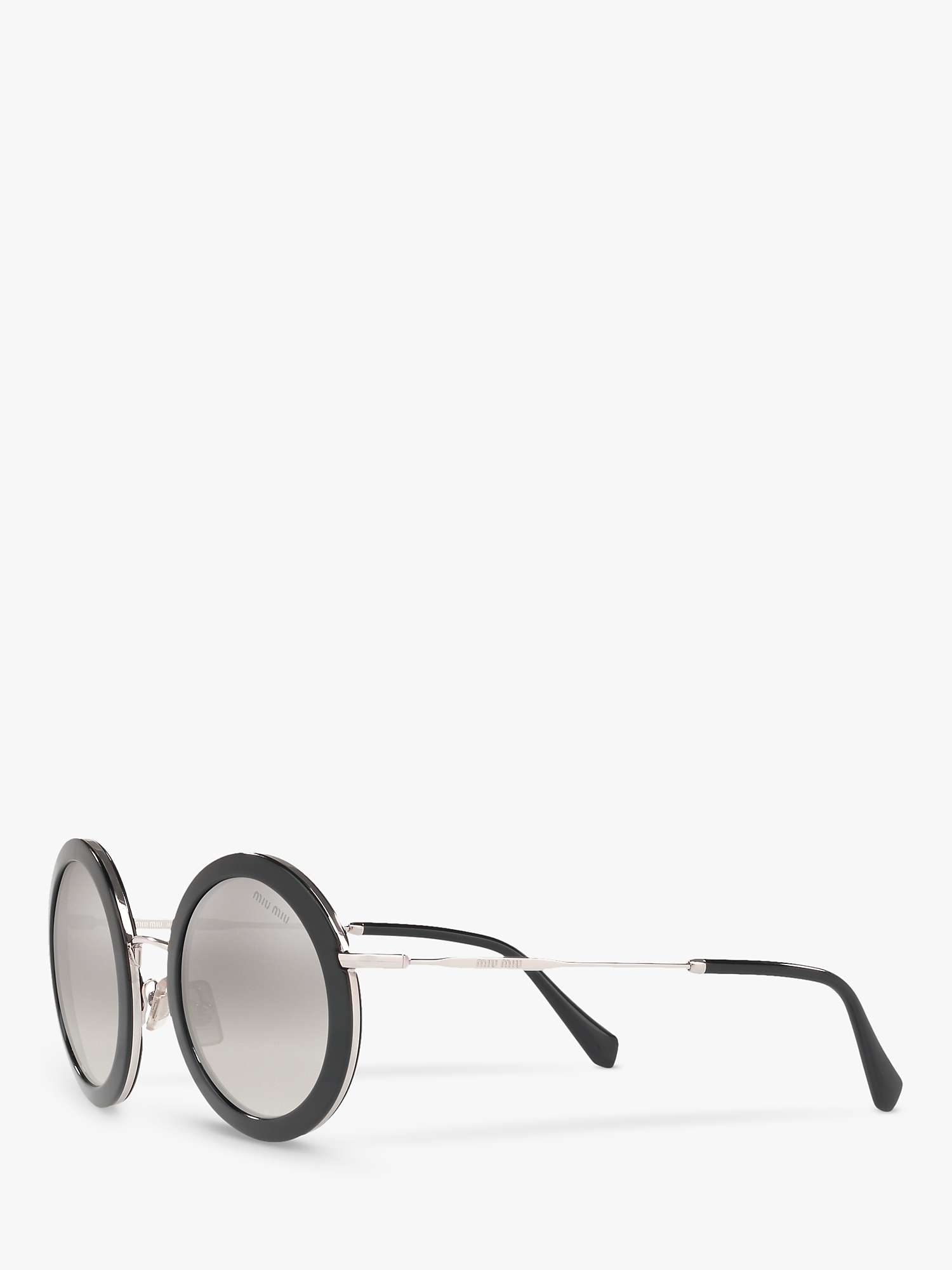 Buy Miu Miu MU 59US Women's Round Sunglasses, Black/Mirror Grey Online at johnlewis.com