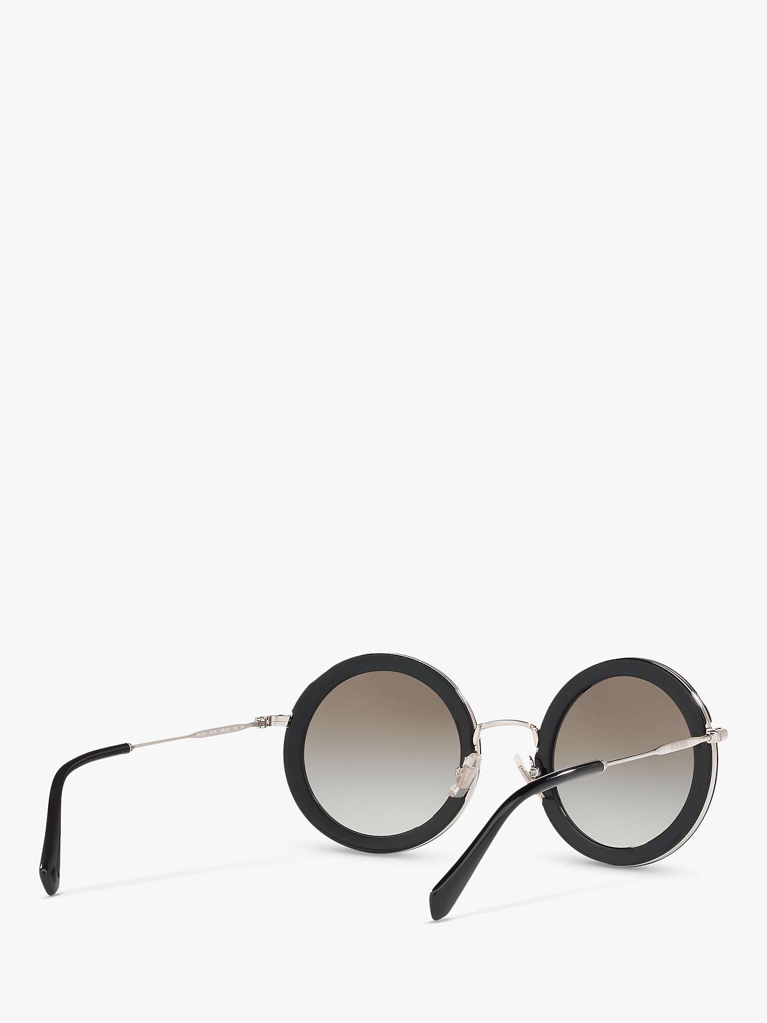 Buy Miu Miu MU 59US Women's Round Sunglasses, Black/Mirror Grey Online at johnlewis.com