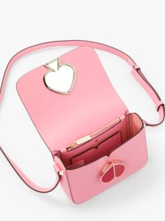Kate Spade Nicola Bag Crossbody Flap Twistlock Medium Pink Heart Leather New