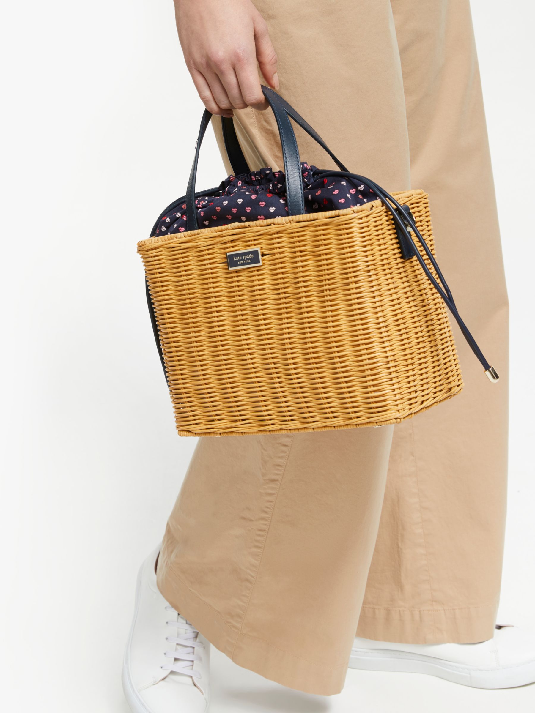 navy wicker bag