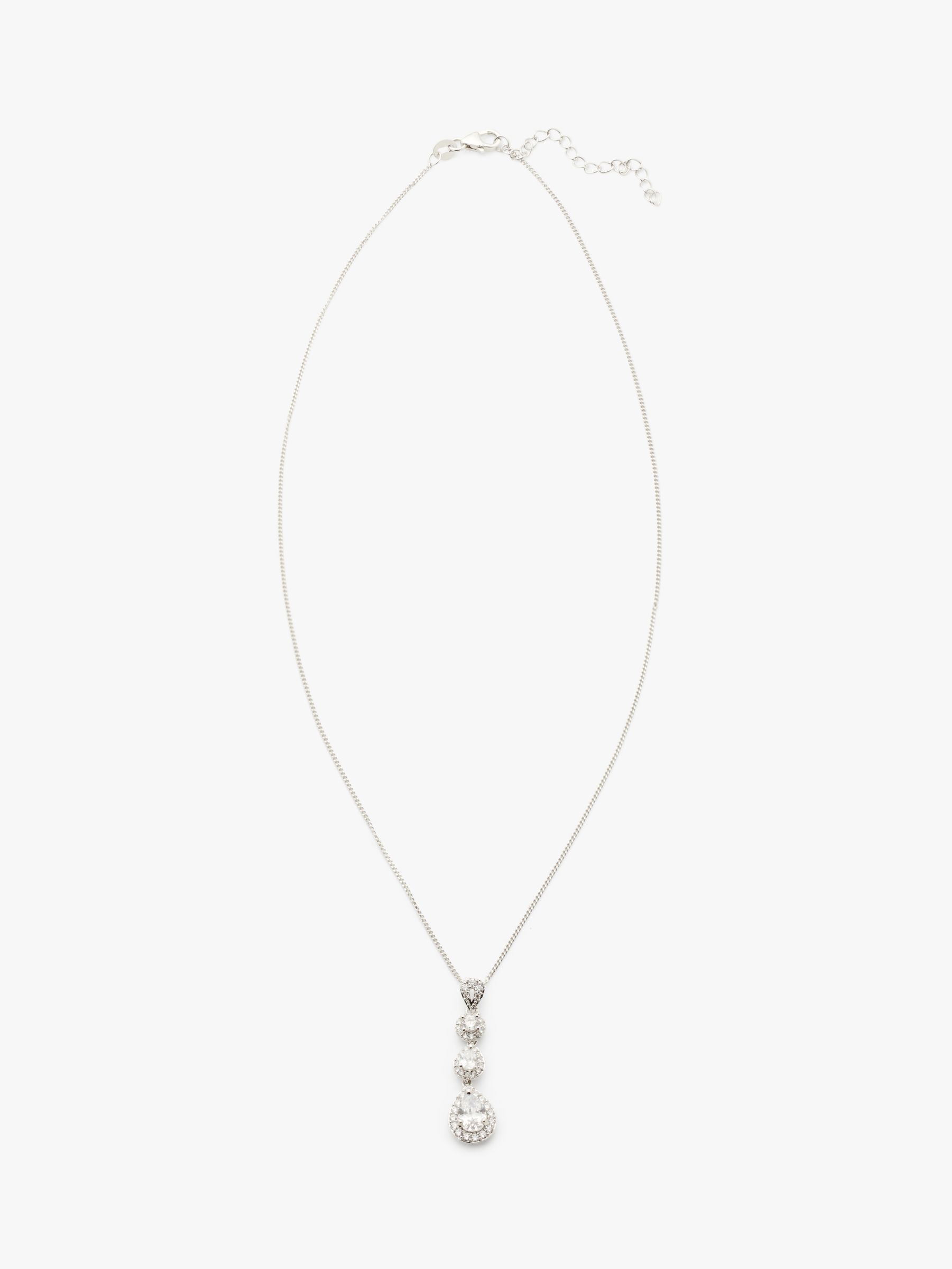 Ivory & Co. Ashford Crystal Pendant Necklace, Silver at John Lewis ...