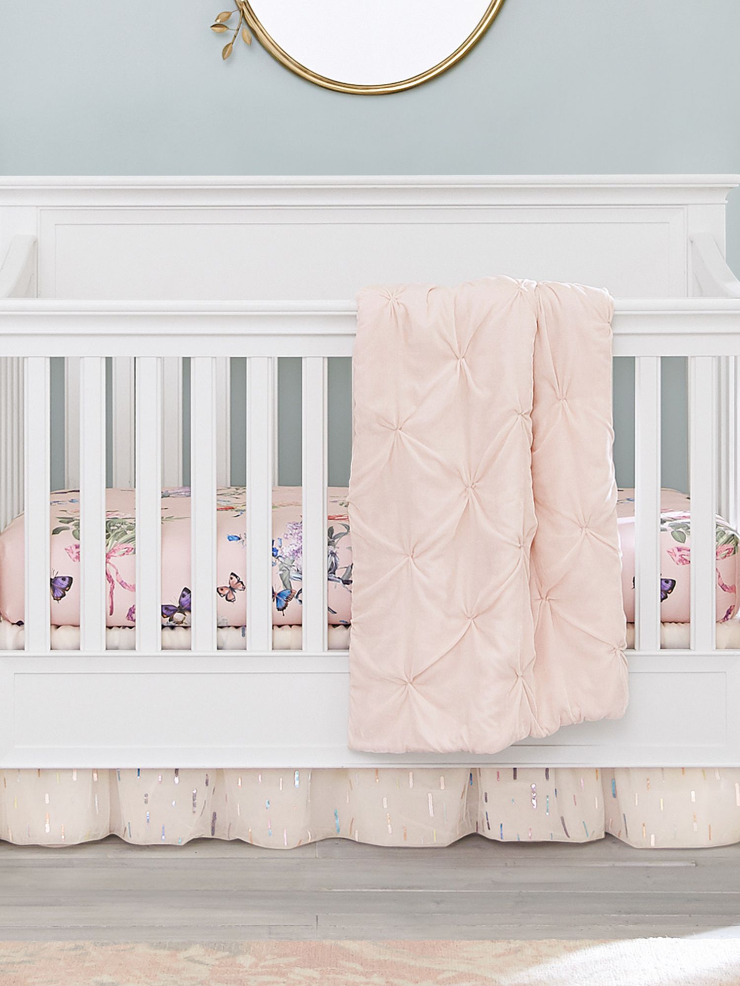 Pottery Barn Kids Velvet Pin Tuck Toddler Quilt Blush At John