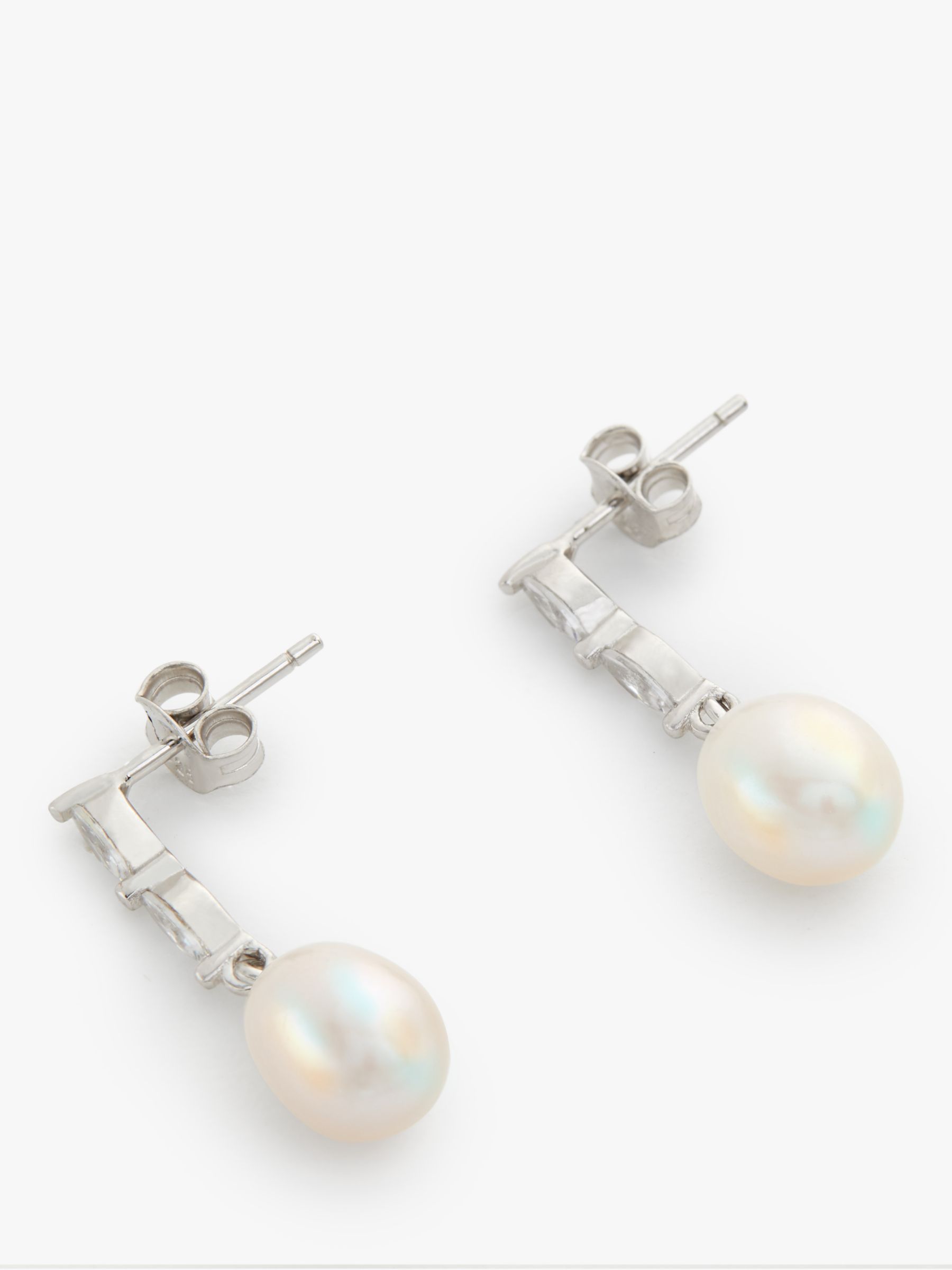 Buy Lido Freshwater Pearl Cubic Zirconia Drop Earrings, Silver Online at johnlewis.com