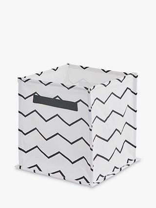 Great Little Trading Co Zigzag Canvas Storage Cube Box, White/Black