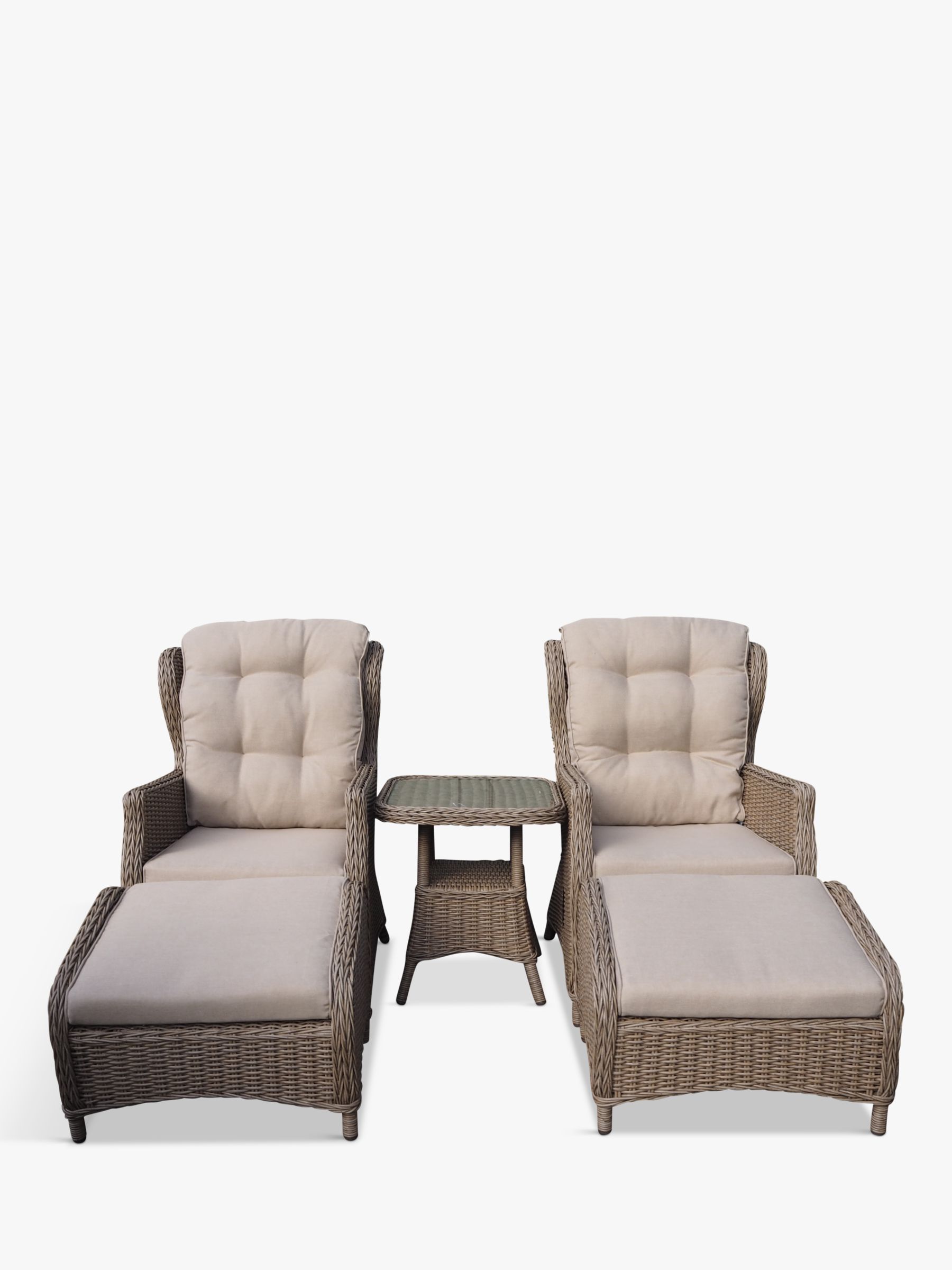 LG Outdoor Saigon 2 Seat Garden Relaxer Table & Chairs Set, Natural at