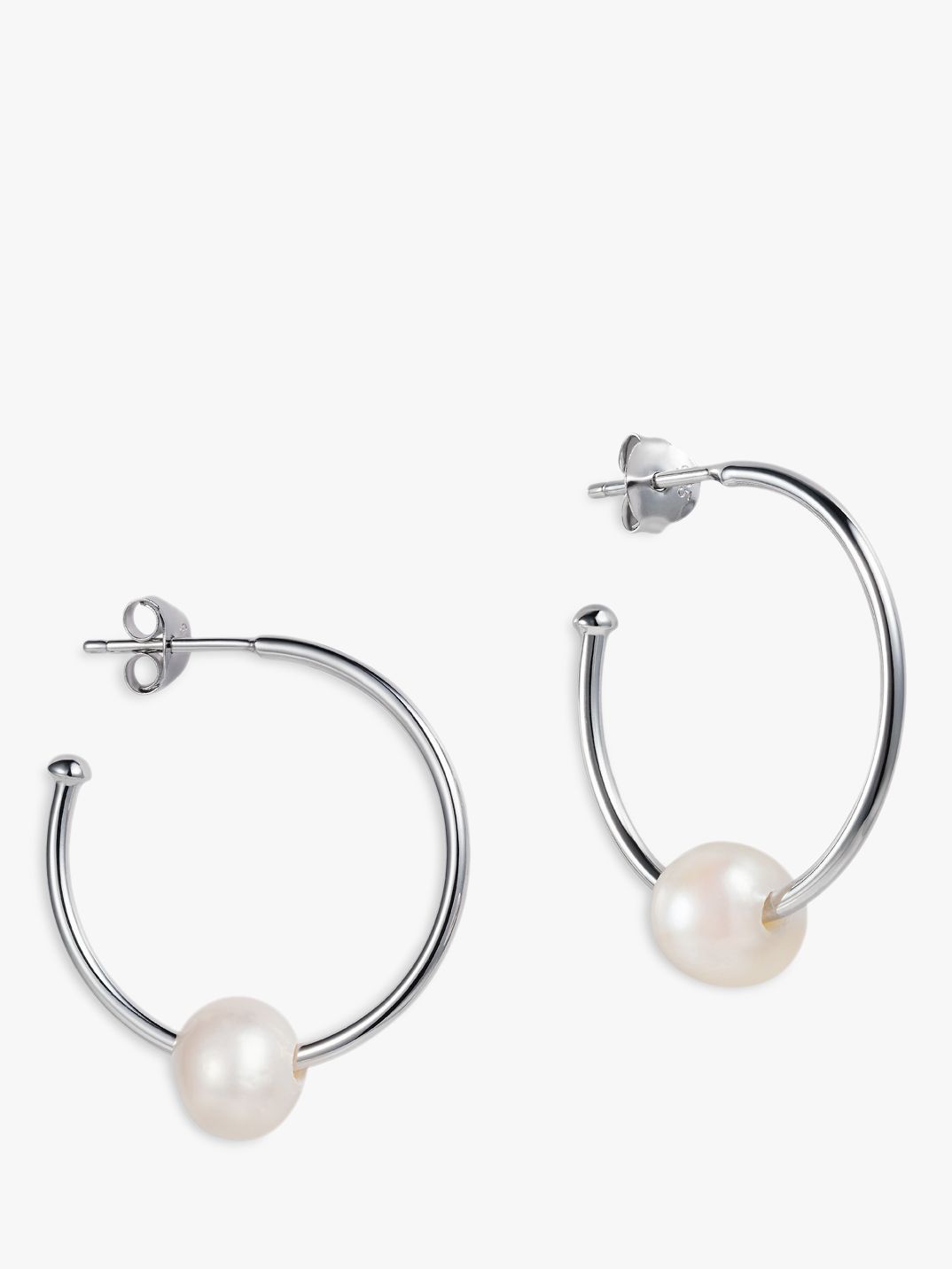 Claudia Bradby Freshwater Pearl Hoop Earrings, Silver