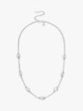 Claudia Bradby Keshi Pearl Chain Necklace, Silver/White
