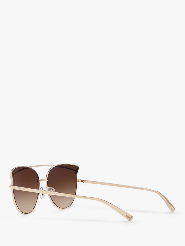Tiffany & Co TF3064 Women's Cat's Eye Sunglasses, Pale Gold/Brown Gradient