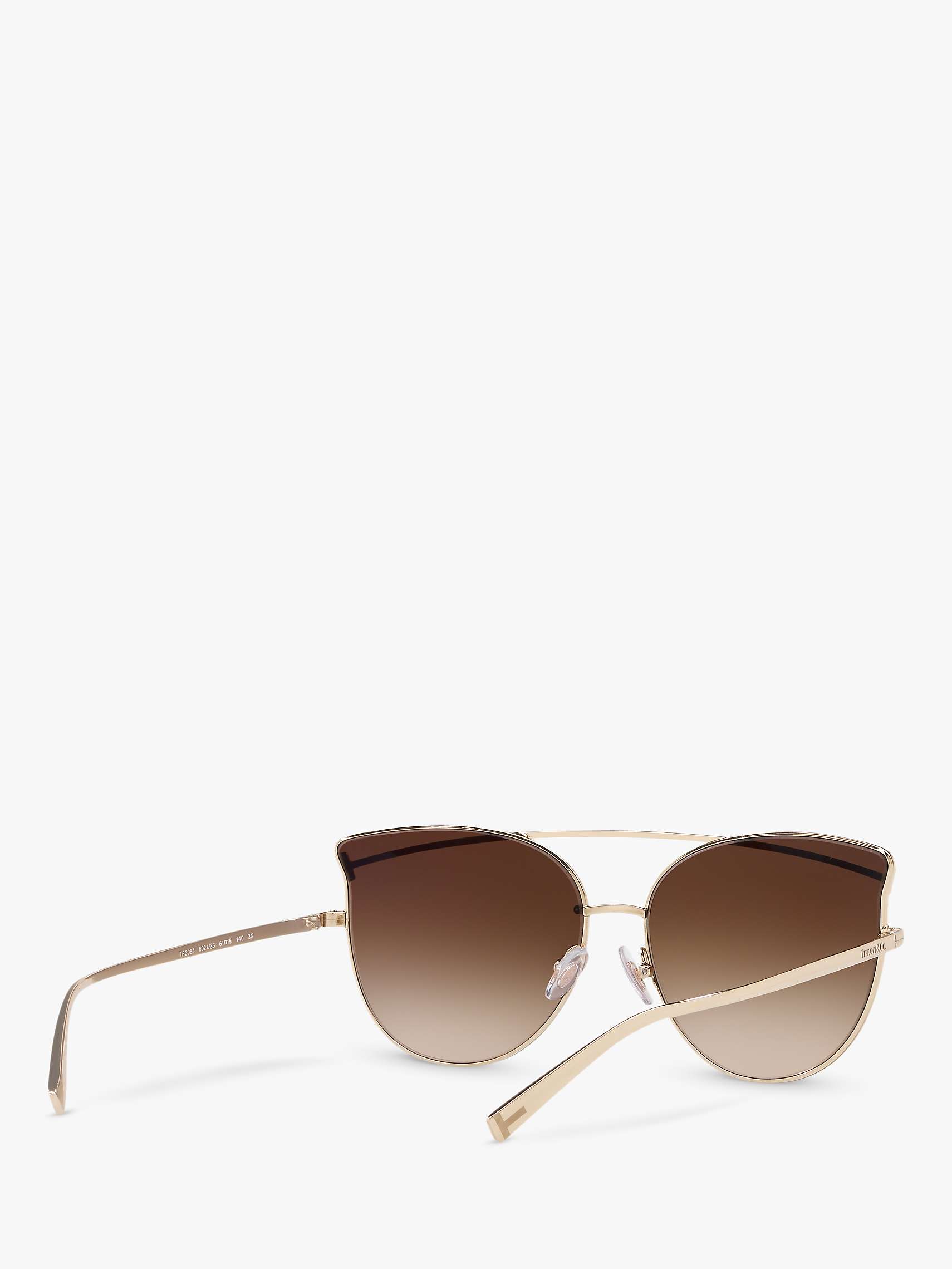 Buy Tiffany & Co TF3064 Women's Cat's Eye Sunglasses, Pale Gold/Brown Gradient Online at johnlewis.com